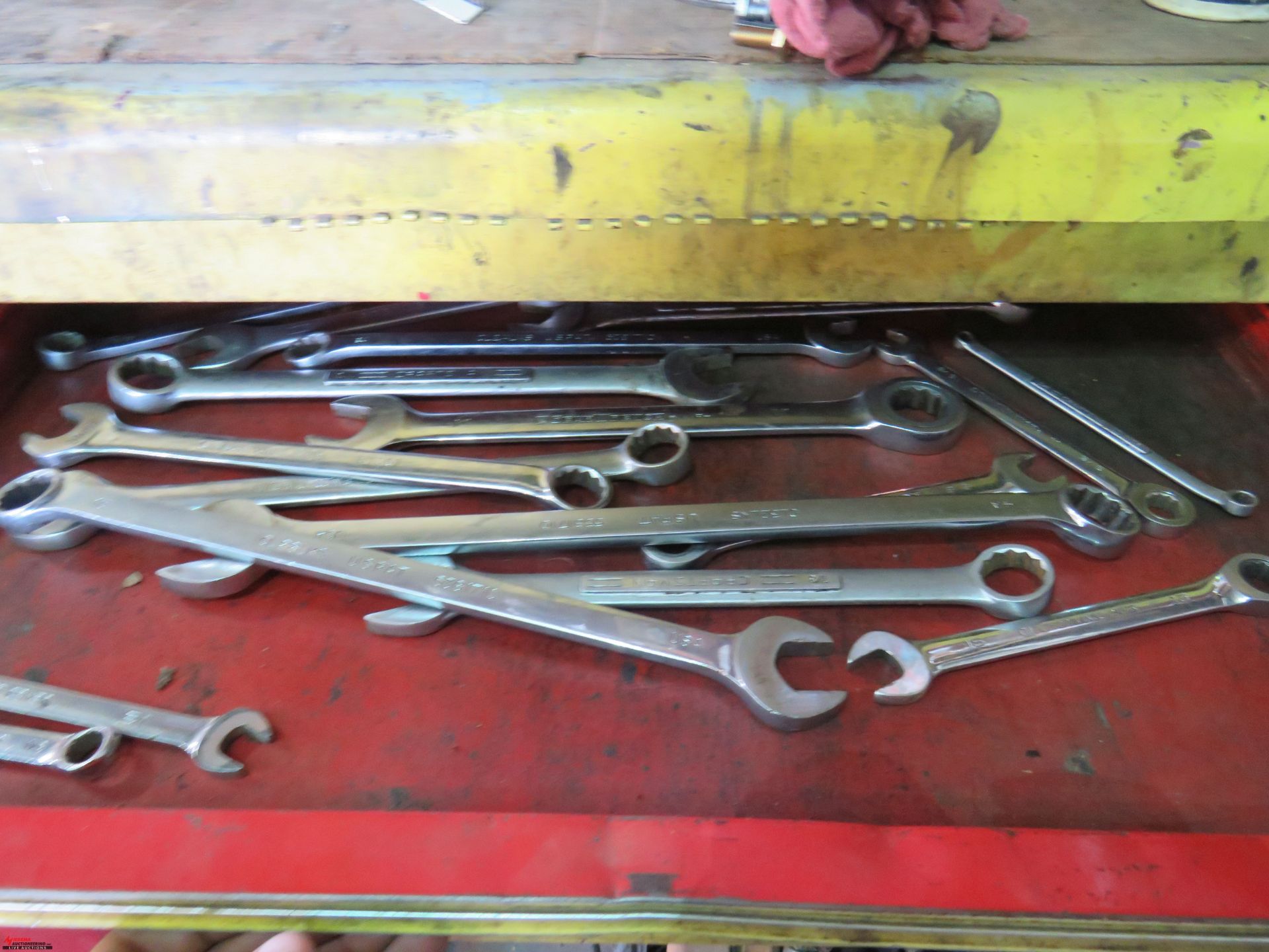 TOOLBOX WITH BENCH, WITH ASSORTED WRENCHES - Image 2 of 7