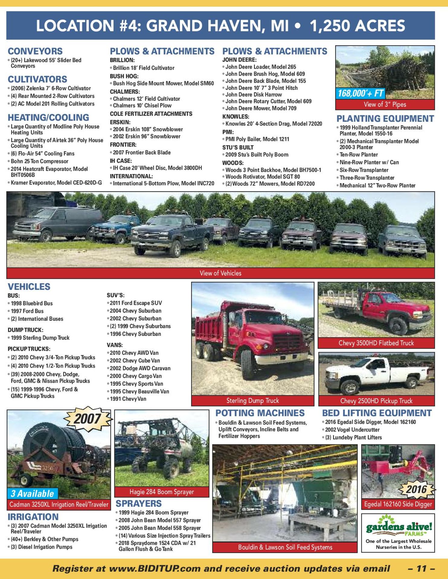 GARDENS ALIVE FARMS – EQUIPMENT AUCTION INCLUDES LARGE QUANTITY OF TRUCKS, TRACTORS & TRAILERS, JOHN - Image 11 of 12