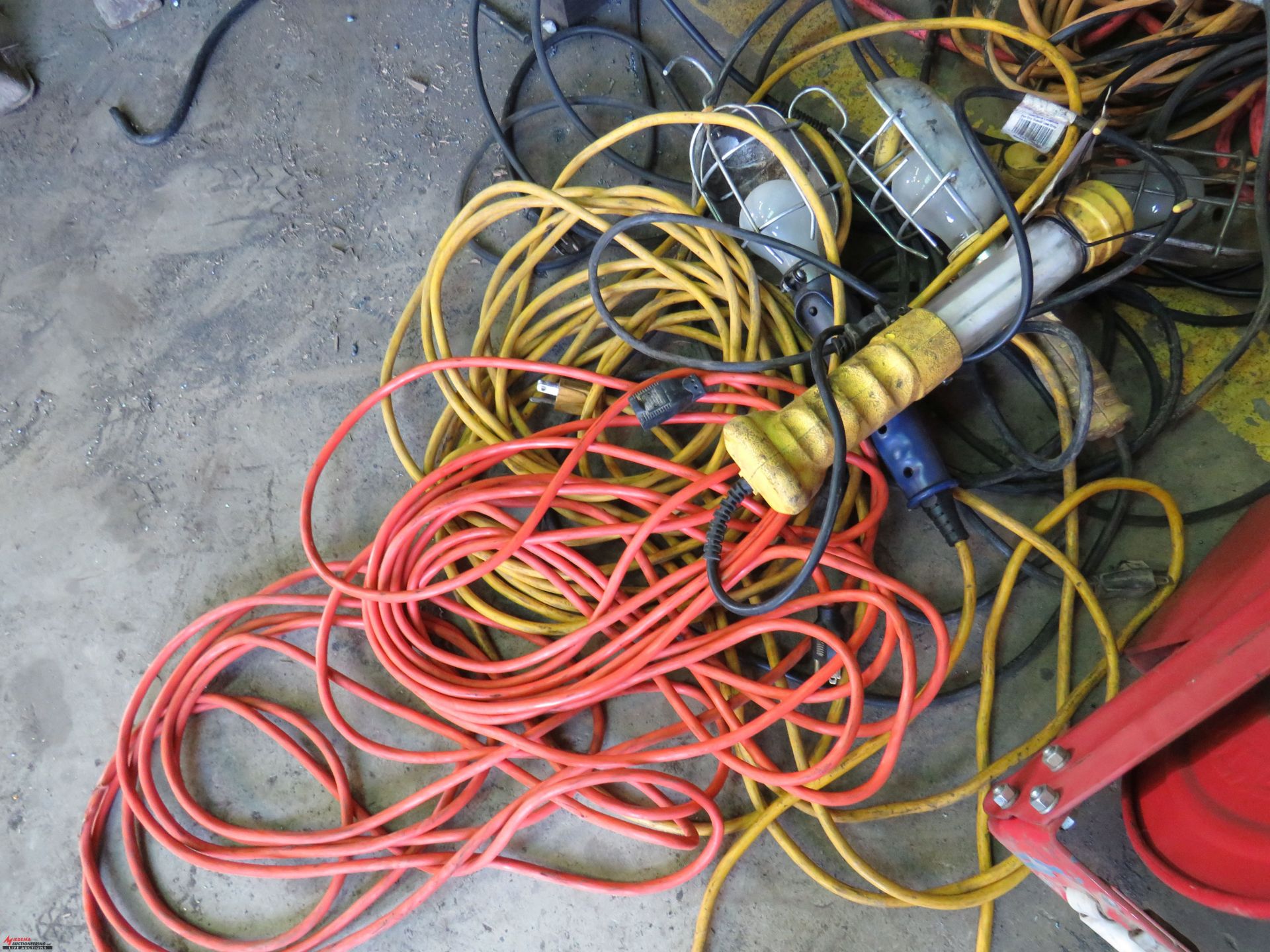 ASSORTED EXTENSION CORDS, AIR HOSES, DROP LIGHTS - Image 3 of 5