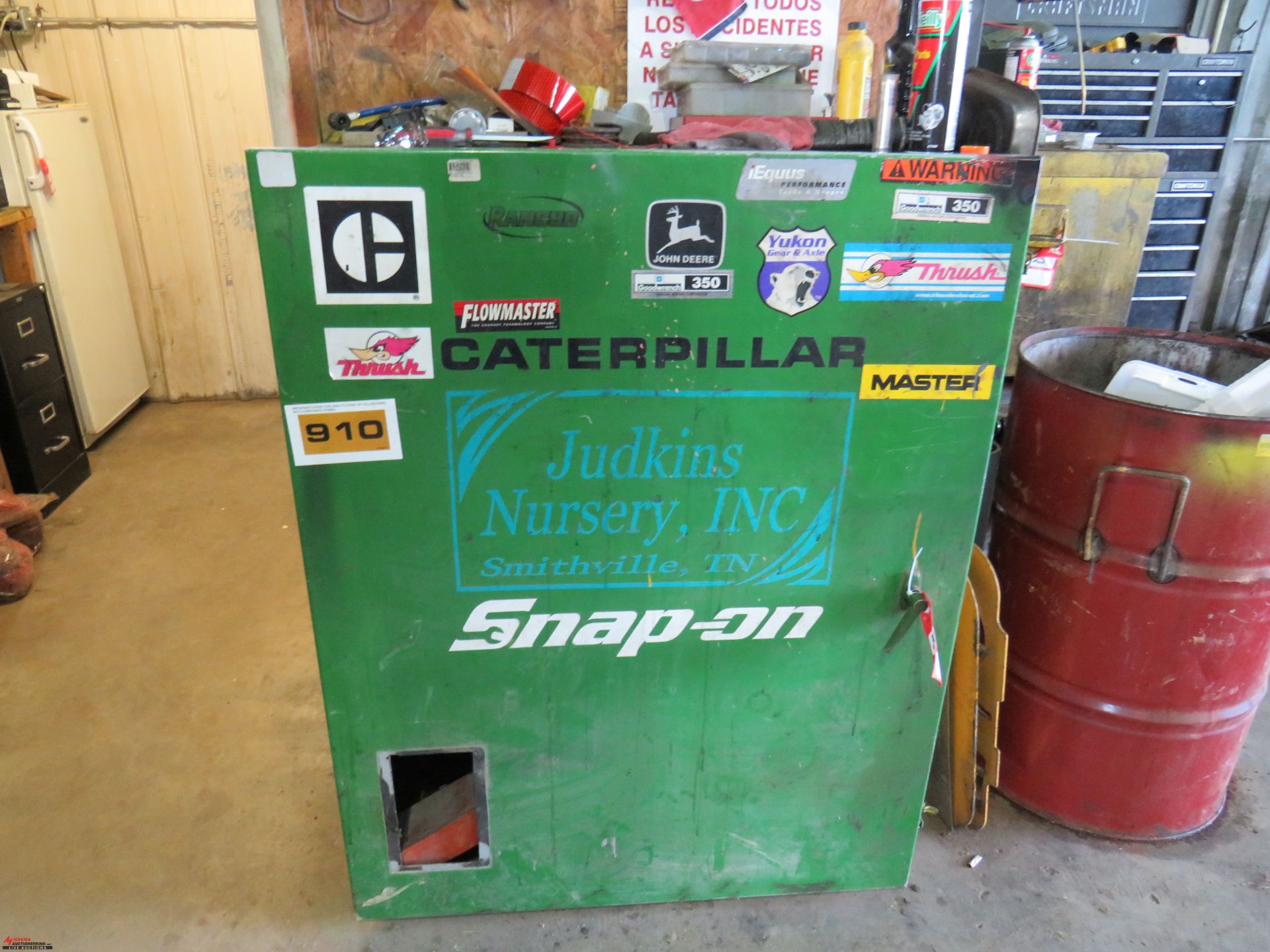 METAL CABINET WITH ASSORTED SPECIALTY TOOLS INCLUDING METERS, TORQUE WRENCH, BATTERY CHARGER, AND