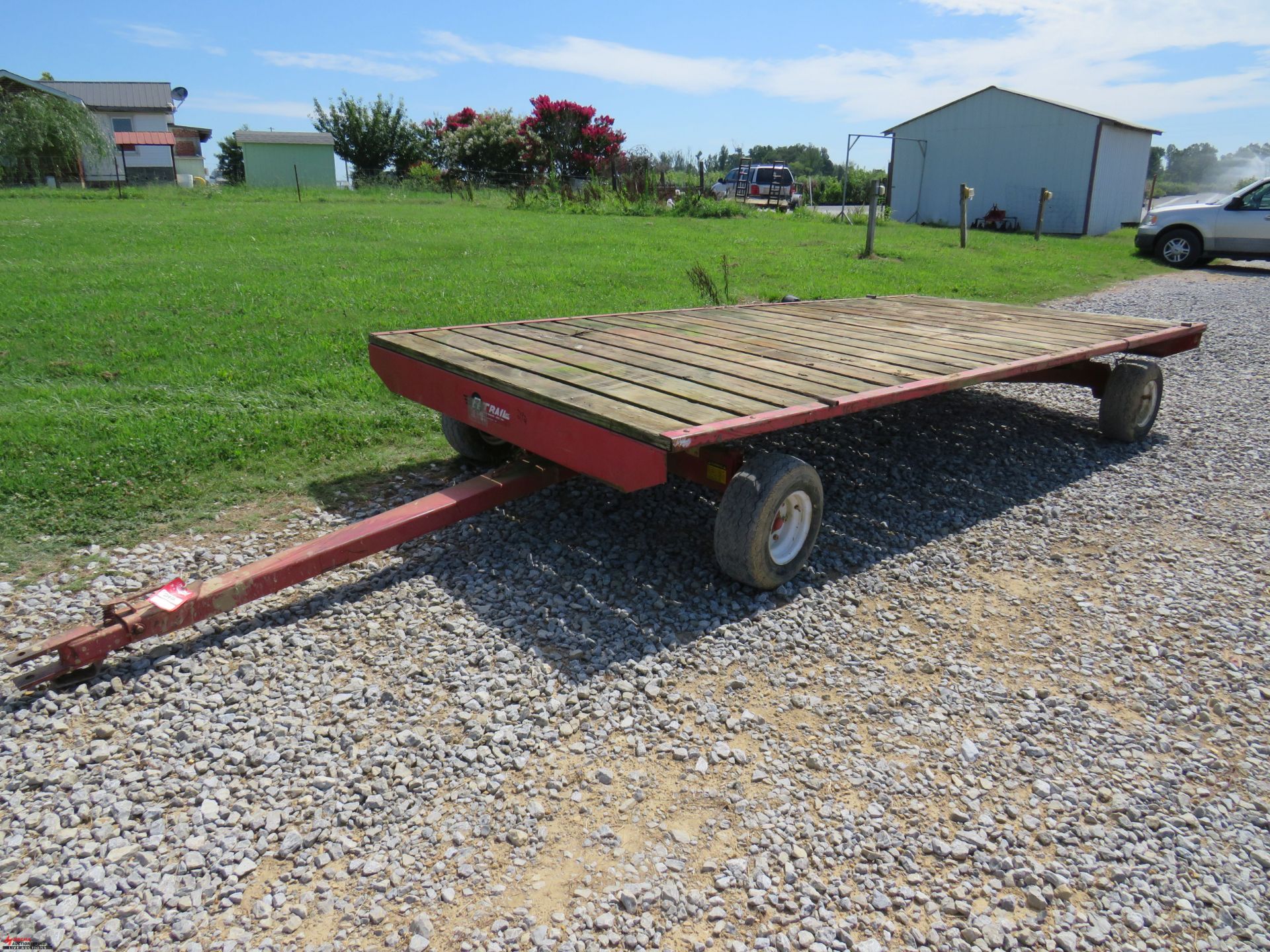 EZ TRAIL FLAT BED TRAILER, 15', PIN HITCH, SMALL TIRES