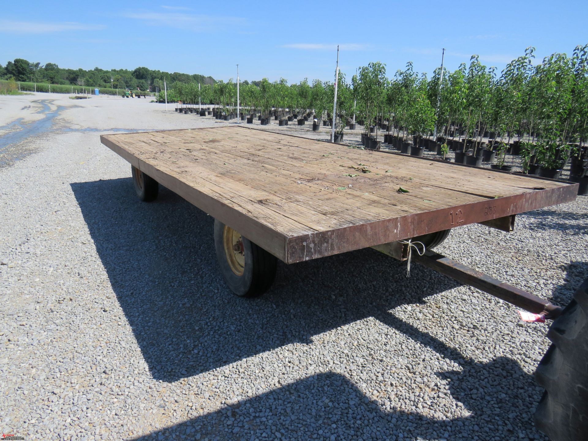 KNOWLES 20' FLAT BED WAGON, FIFTH WHEEL STEERING, PIN HITCH