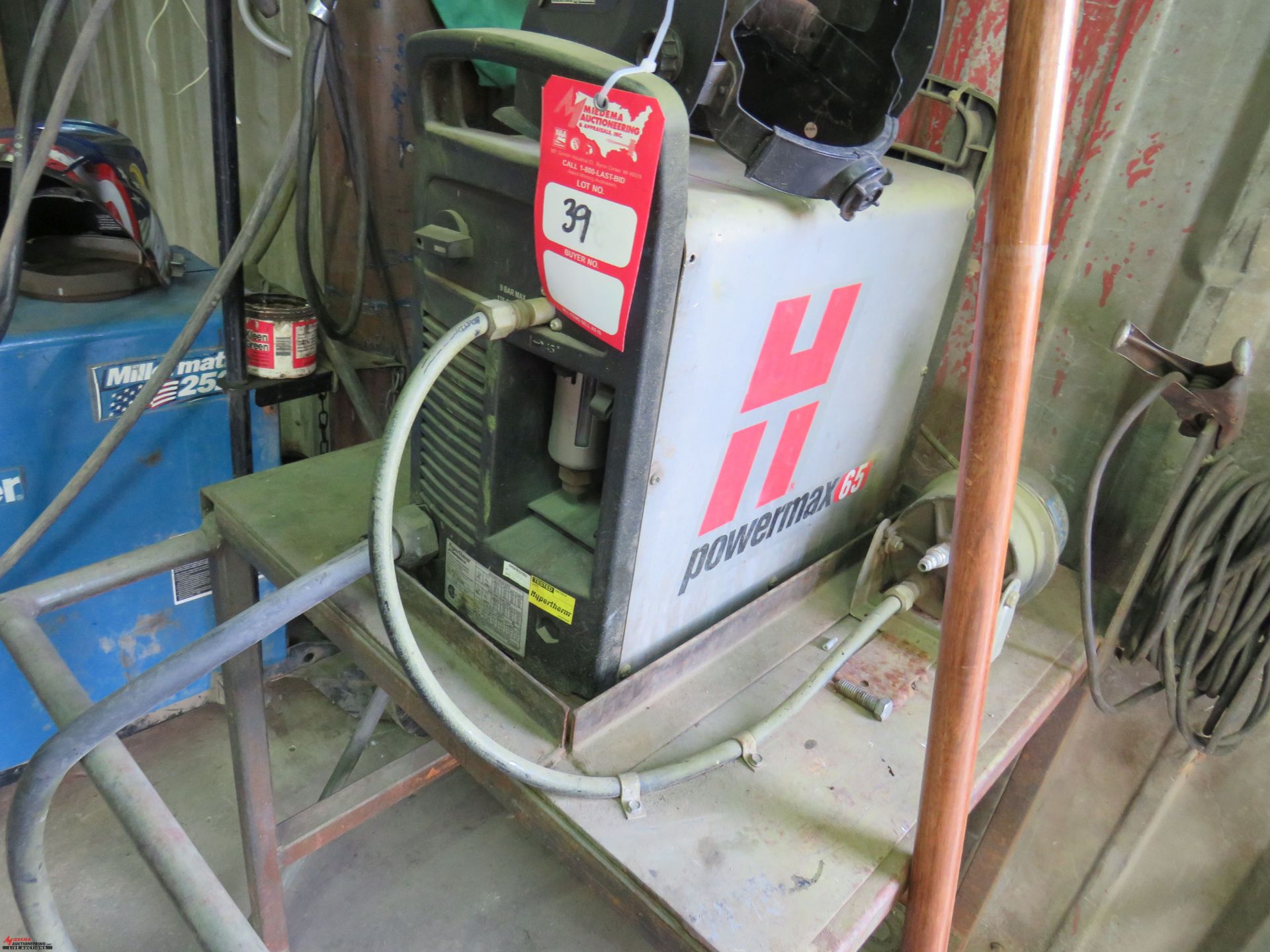 HYPERTHERM POWERMAX 65 PLASMA CUTTER, WITH METAL STAND