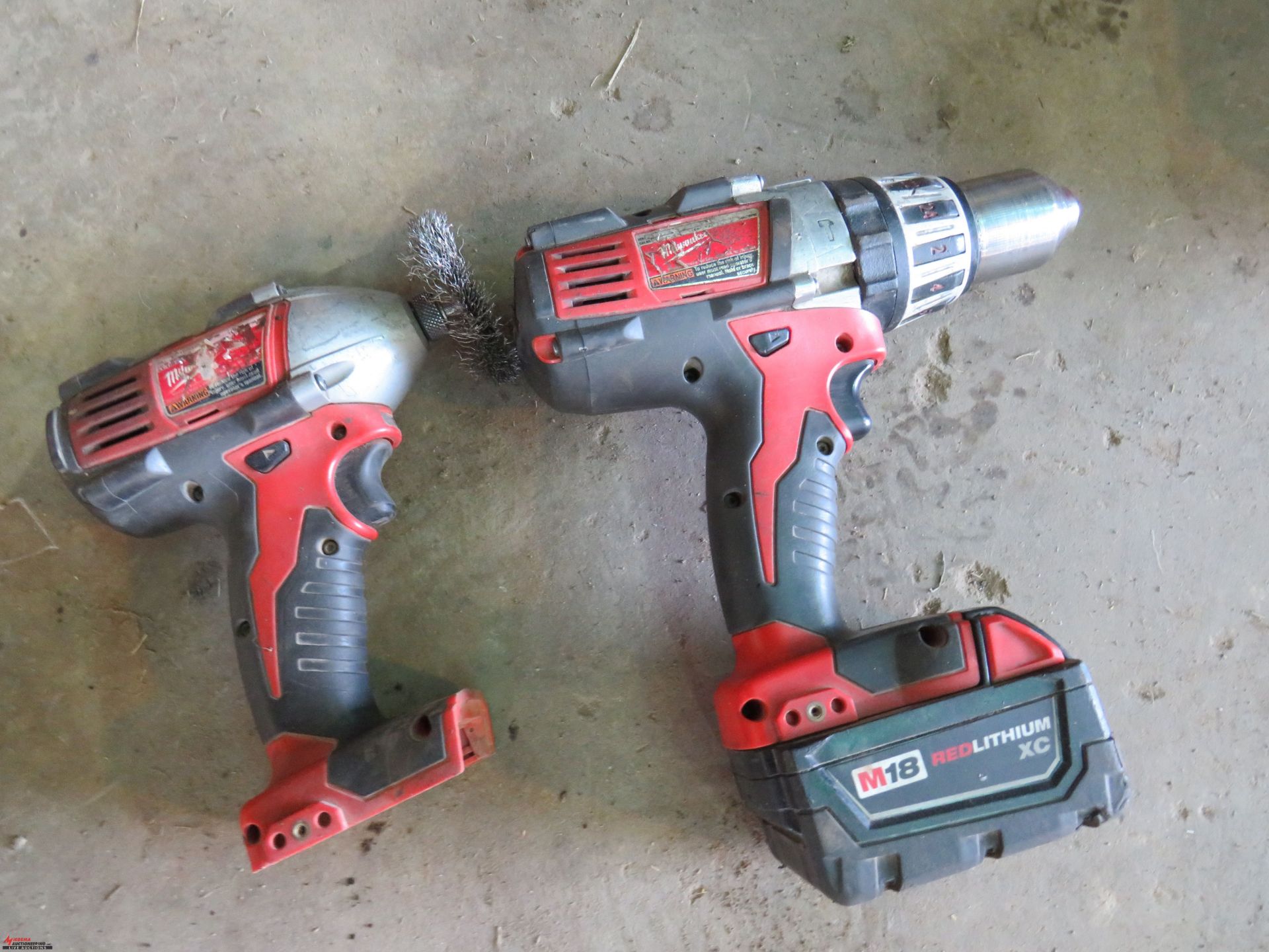 MILWAUKEE CORDLESS DRILLS (2), 18v, WITH CHARGER