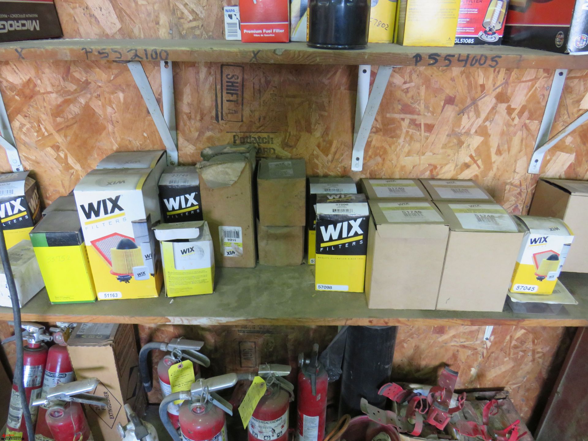 ASSORTED FILTERS (OIL AND AIR), FIRE EXTINGUISHERS, AND ASSORTED LUBRICANTS - Image 4 of 7