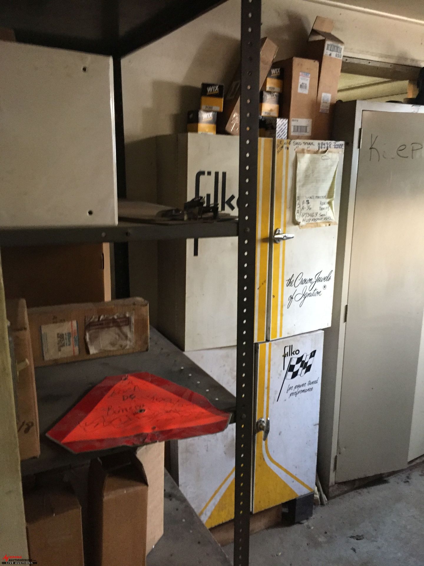ASSORTED PARTS, METAL CABINETS, FILTERS, GASKETS, LIGHTS AND MORE [LOCATION: SOUTH SHOP AT MAIN