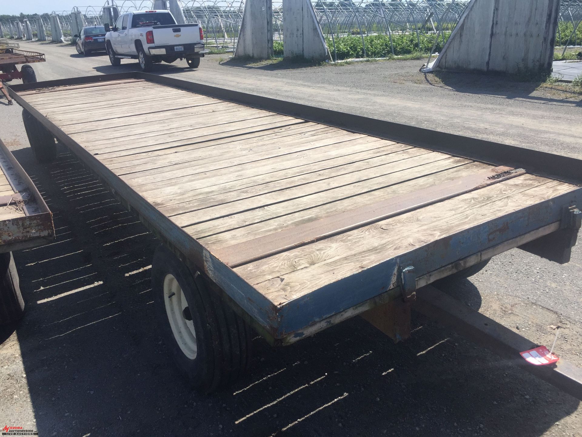 KNOWLES FLATBED WAGON, 6' WIDE x 24' LONG, FOR FARM USE ONLY [LOCATION: FILLMORE STREET FACILITY]
