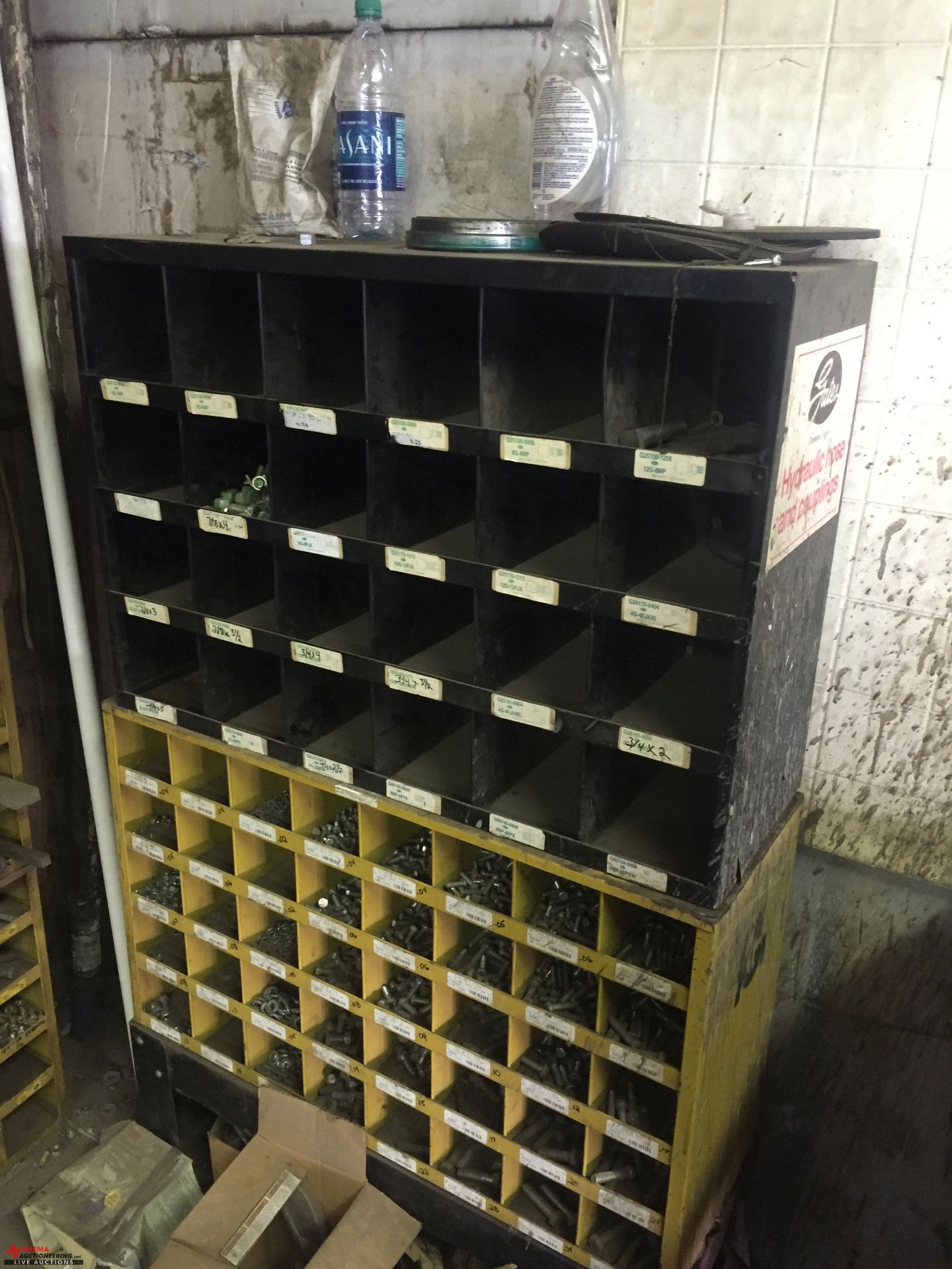 ASSORTED NUT AND BOLT BINS, (3) SECTIONS TOP TO BOTTOM, APPROX (11) CABINETS [LOCATION: EAST - Image 5 of 5