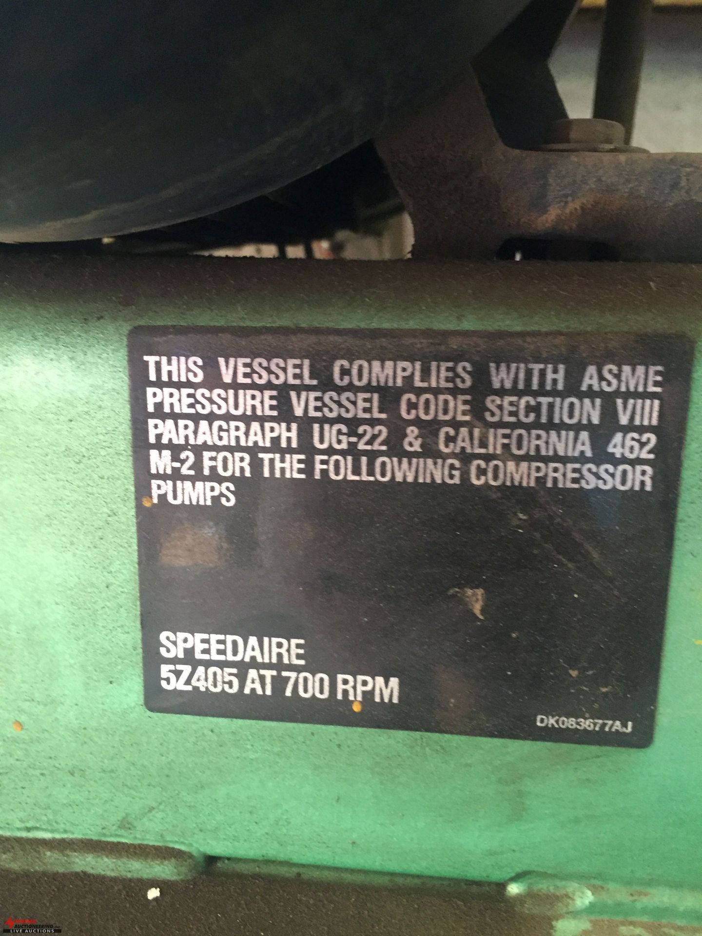 SPEEDAIRE AIR COMPRESSOR, 3 PHASE [LOCATION: EAST WINANS STREET LOCATION] - Image 4 of 4