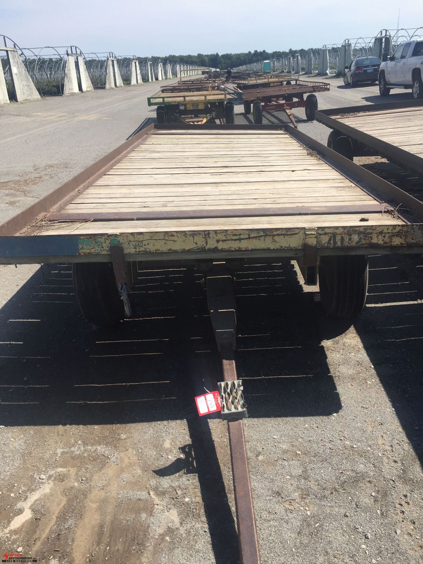 KNOWLES FLATBED WAGON, 7' WIDE x 20' LONG, FOR FARM USE ONLY [LOCATION: FILLMORE STREET FACILITY]