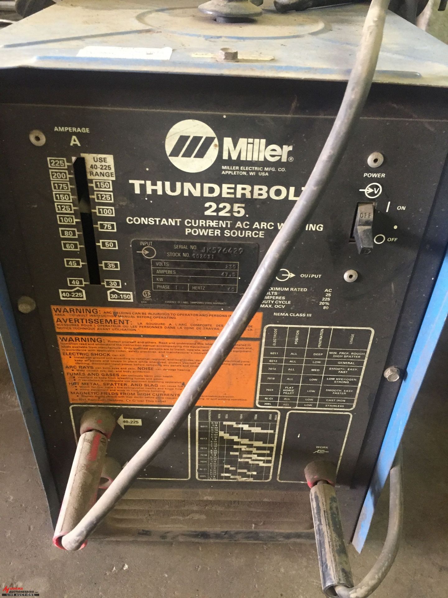 MILLER THUNDERBOLT 225 WELDER, 3 PHASE [LOCATION: EAST WINANS STREET LOCATION] - Image 3 of 3