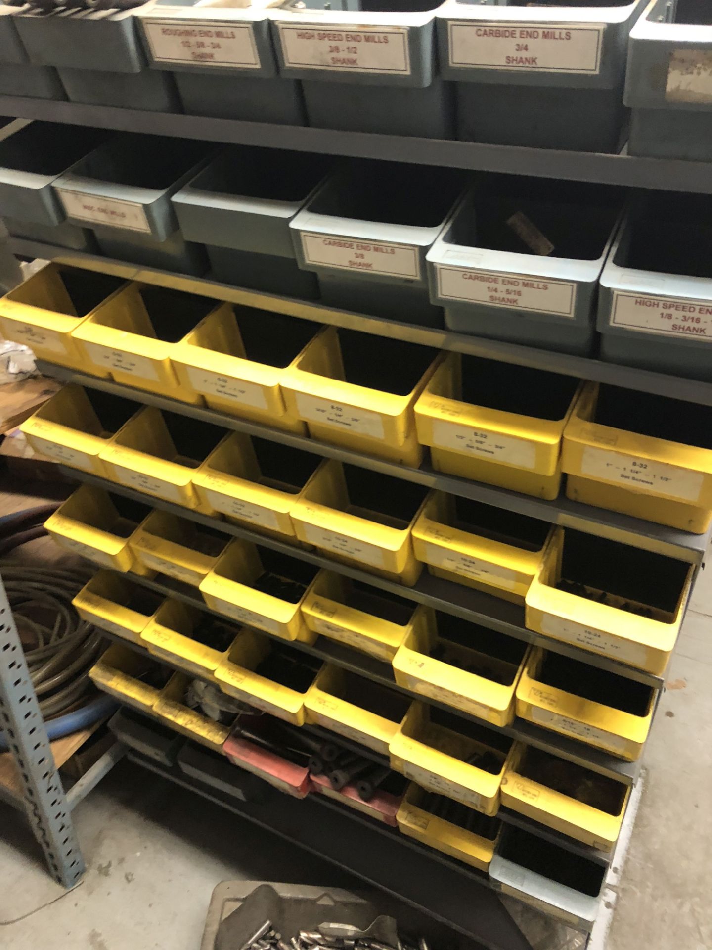 METAL RACKS (2) WITH CONTENTS OF ASSORTED BINS AND RACK [LOCATION: BUILDING 2 TOOL ROOM] - Image 4 of 5