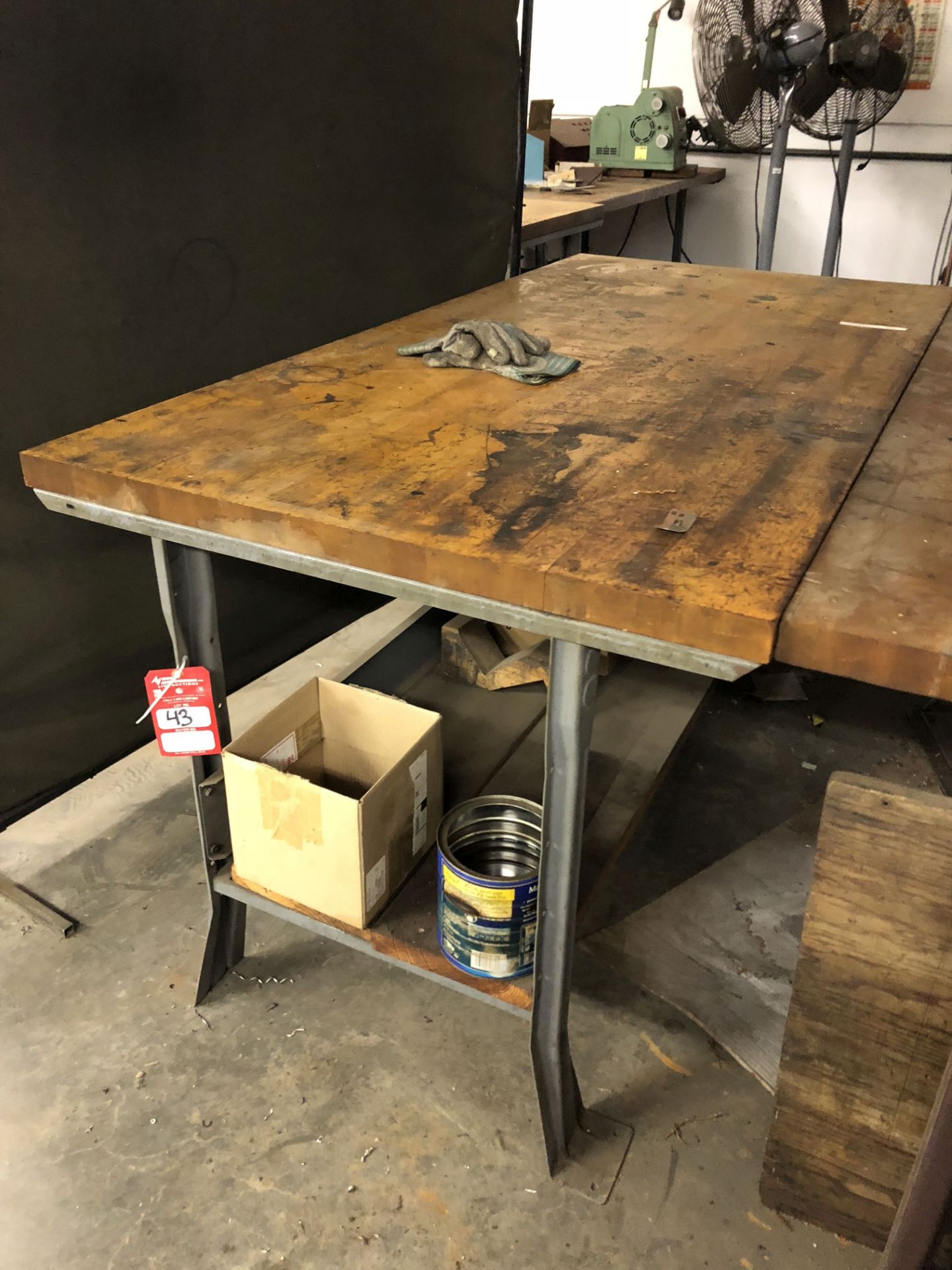 METAL WORK BENCH WITH WOOD TOP, 6' LONG x 3' WIDE x 34'' TALL [CONTENTS ON BENCH NOT INCLUDED] [ - Image 2 of 2