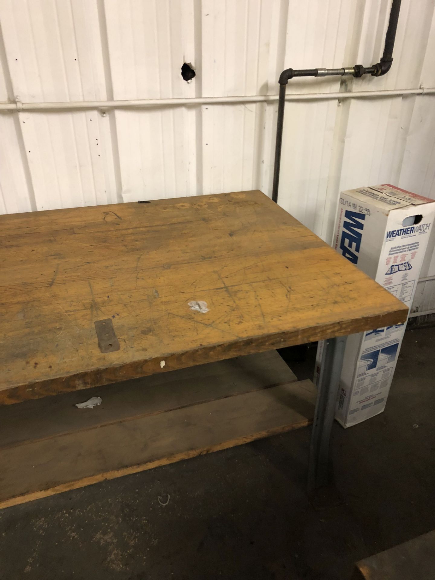 METAL WORK BENCH WITH WOOD TOP, 6' LONG x 3' WIDE x 34'' TALL [CONTENTS ON BENCH NOT INCLUDED] [ - Image 3 of 3