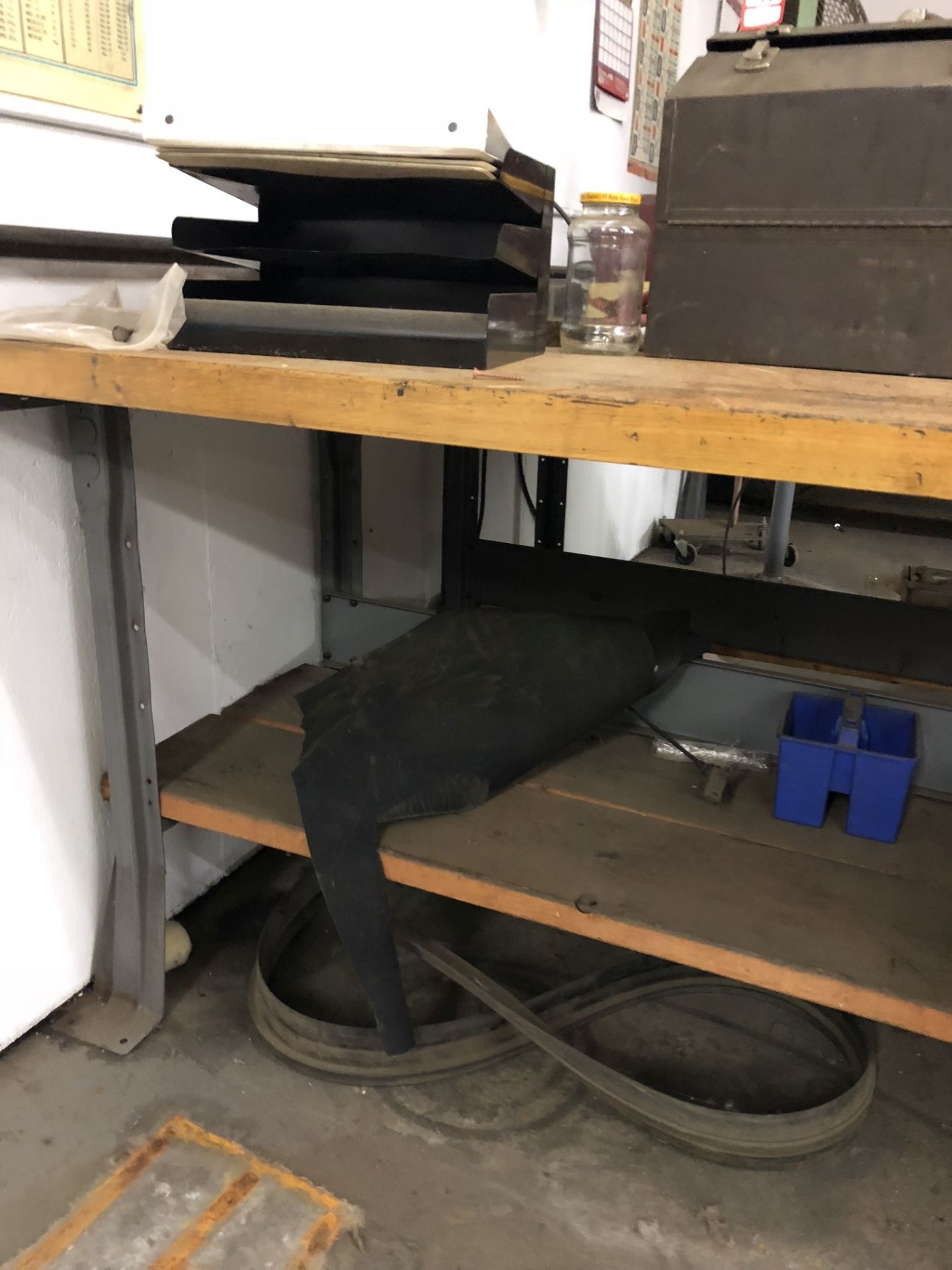 METAL WORK BENCH WITH WOOD TOP, 6' LONG x 3' WIDE x 34'' TALL [CONTENTS ON BENCH NOT INCLUDED] [ - Image 2 of 3