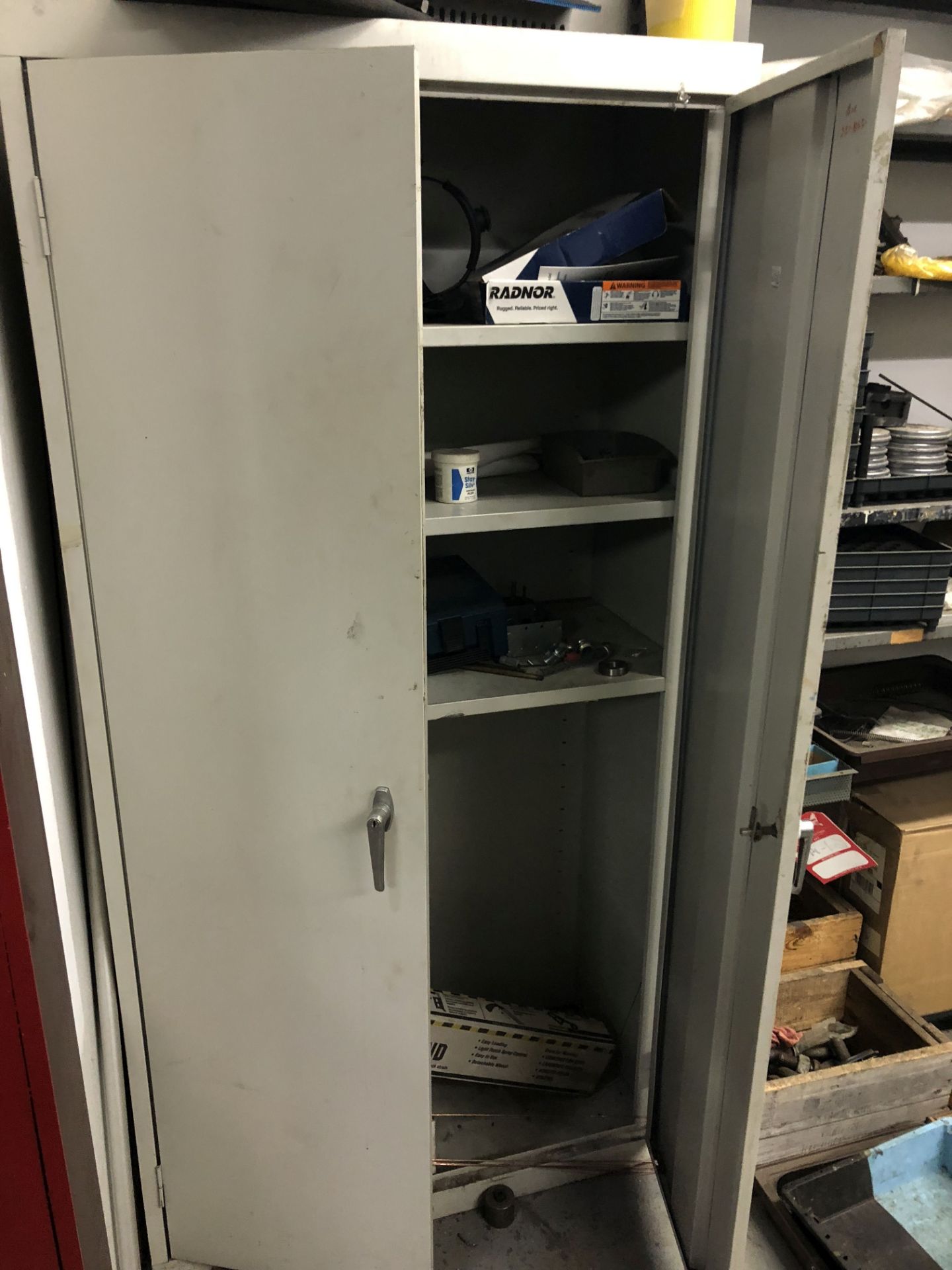 METAL SHELVES (4) WITH CONTENTS AND METAL CABINET WITH CONTENTS [LOCATION: BUILDING 2 TOOL ROOM- - Image 2 of 4