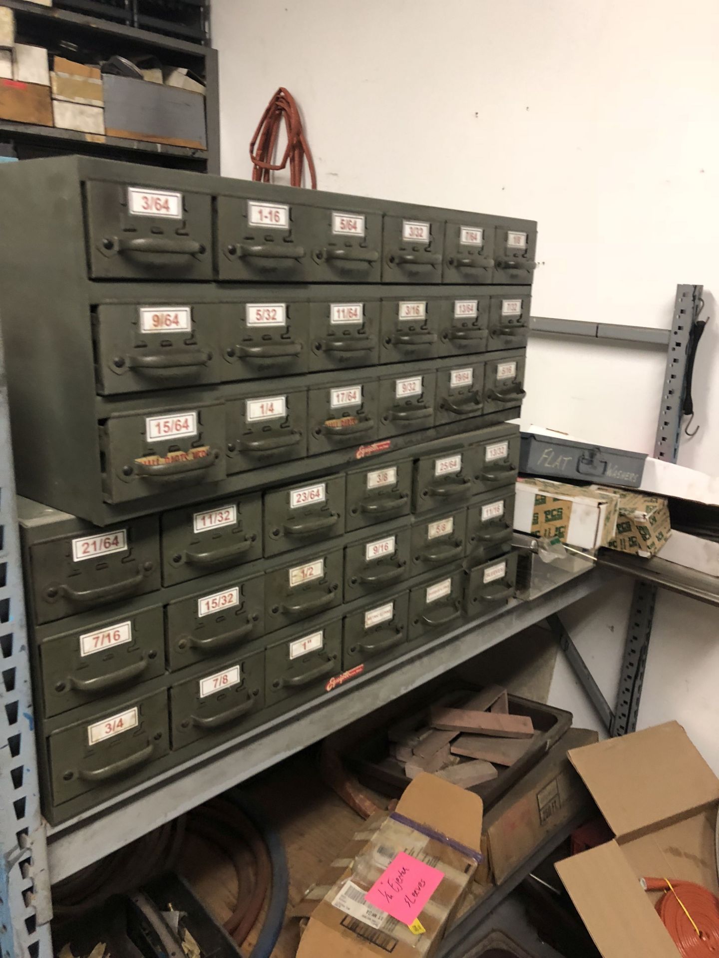 METAL RACKS (2) WITH CONTENTS OF ASSORTED BINS AND RACK [LOCATION: BUILDING 2 TOOL ROOM] - Image 5 of 5