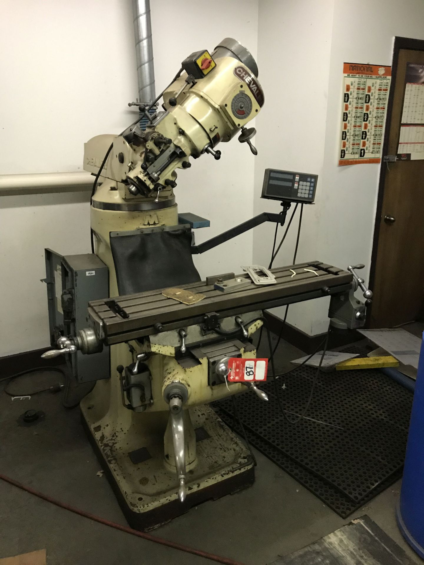 CHEVALIER VERTICAL MILLING MACHINE, 9'' x 42'' POWER FEED TABLE, 60-4500 SPINDLE SPEEDS, SONY