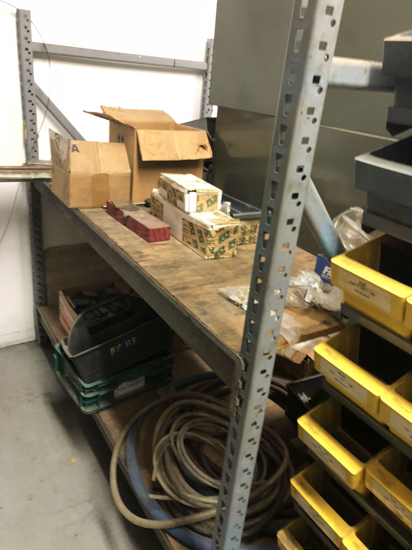 METAL RACKS (2) WITH CONTENTS OF ASSORTED BINS AND RACK [LOCATION: BUILDING 2 TOOL ROOM] - Image 3 of 5