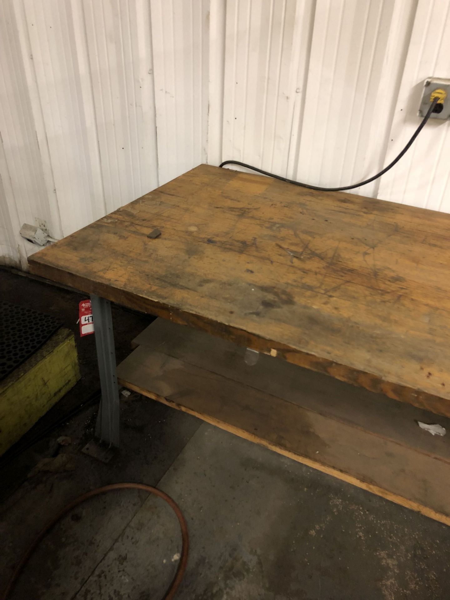 METAL WORK BENCH WITH WOOD TOP, 6' LONG x 3' WIDE x 34'' TALL [CONTENTS ON BENCH NOT INCLUDED] [ - Image 2 of 3