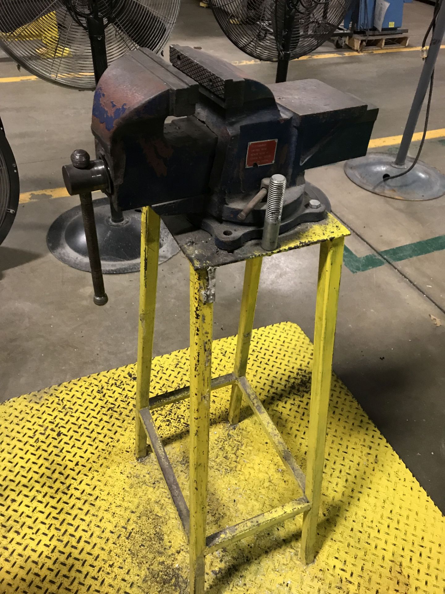 6'' BENCH GRINDER WITH STAND, 6'' VISE WITH STAND, AND STRIPING MACHINE [LOCATION: BUILDING 1] - Image 3 of 4