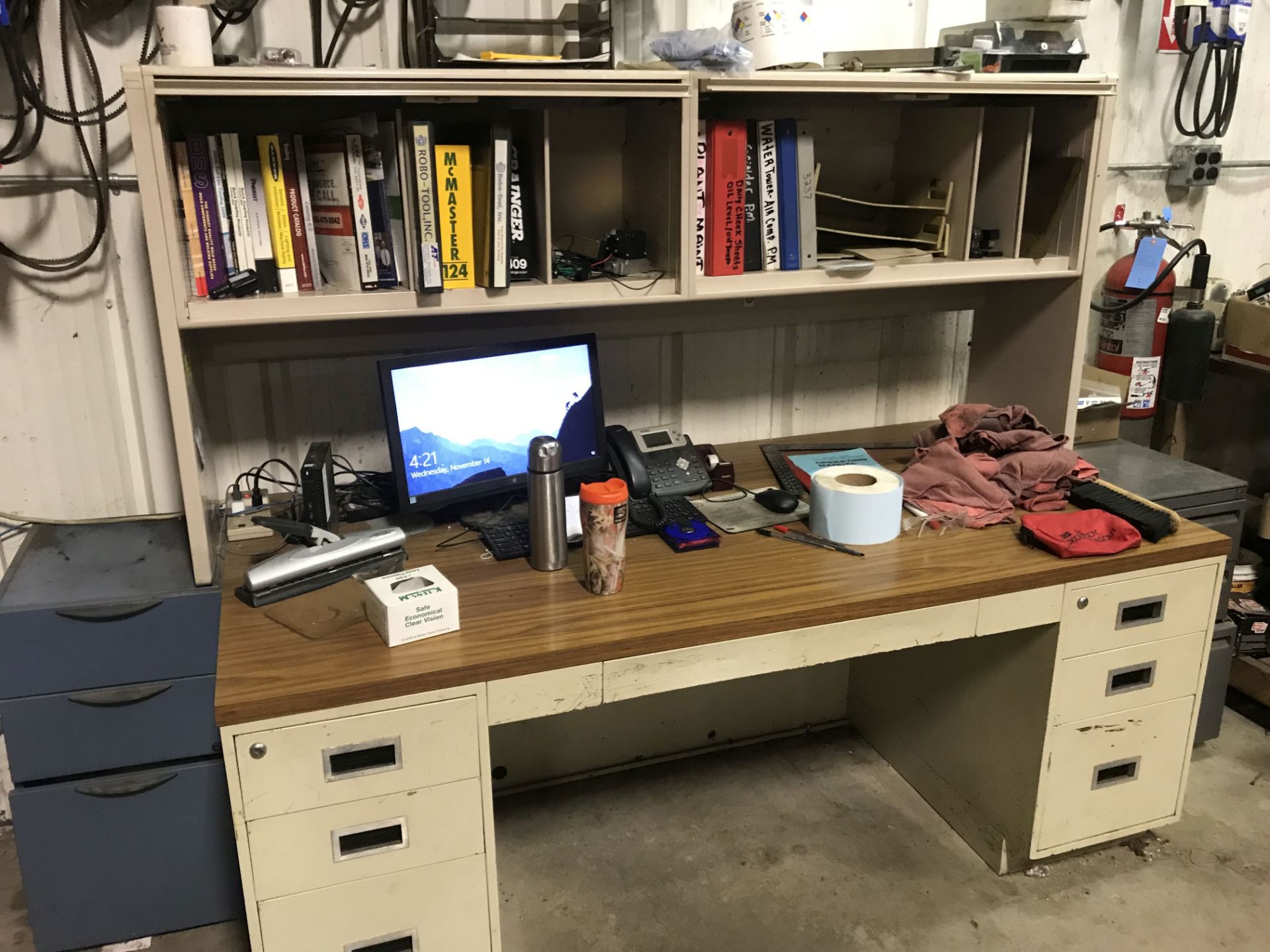 ASSORTED BELTS, DESK, AND 3-DRAWER FILE CABINETS (2) [LOCATION: BUILDING 2- MAINTENANCE ROOM] - Image 5 of 6