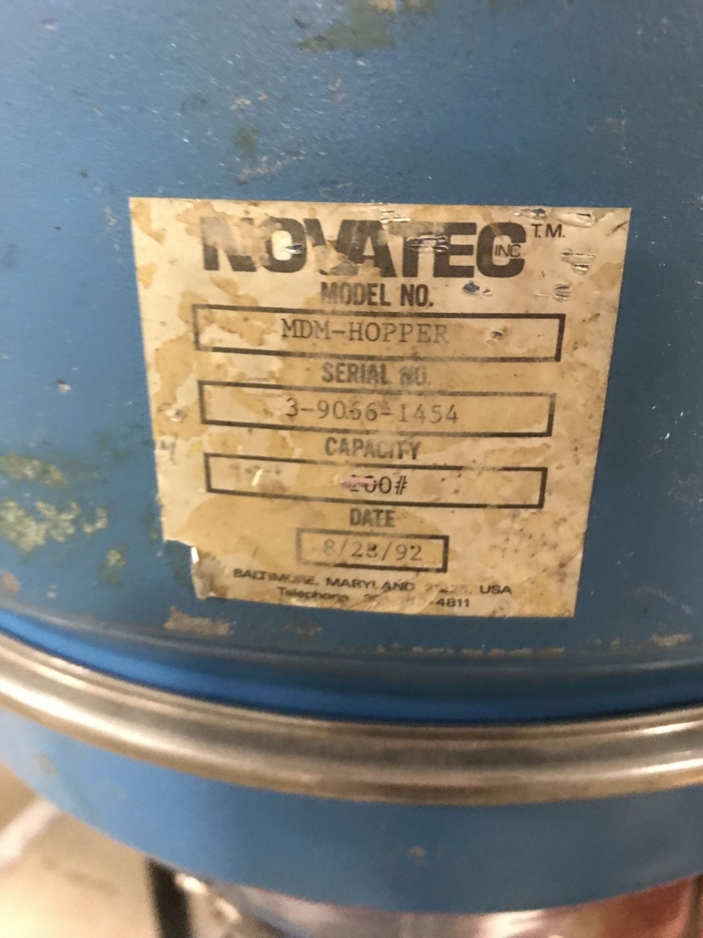 NOVATEC DRYER, MODEL MDM-25, PROCESS RATE 25CFM, 1/60/230V, S/N 3-9066-0936, INCLUDES A MDM 100LB - Image 6 of 7