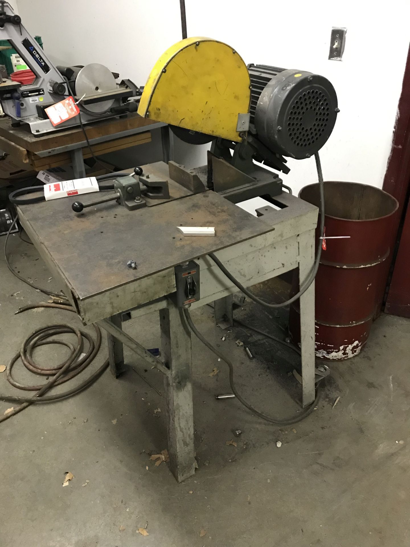 INDUSTRIAL 10'' CHOP SAW WITH STAND, VISE, 230/460 V [LOCATION: BUILDING 2]