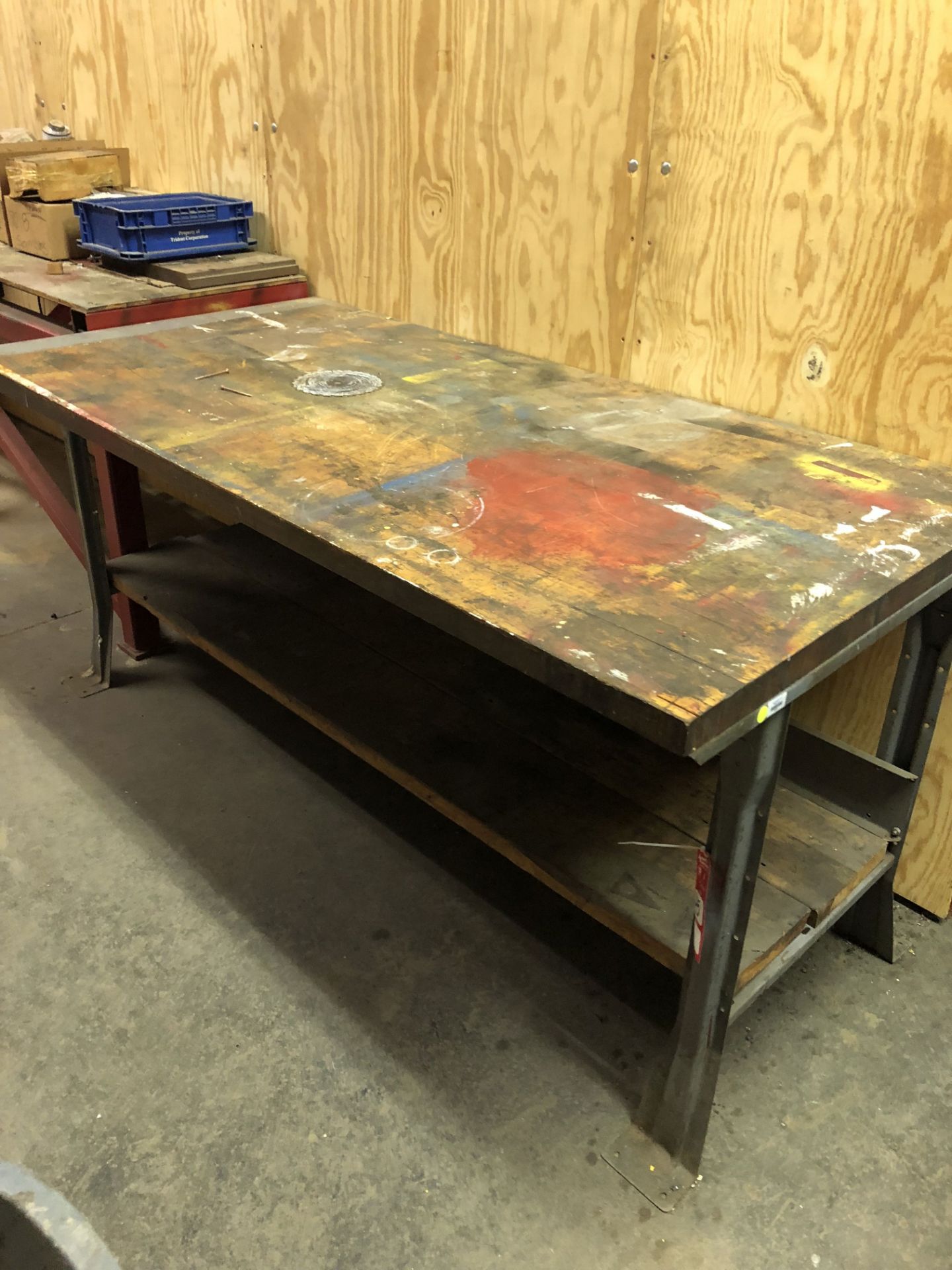 METAL WORK BENCH WITH WOOD TOP, 6' LONG x 3' WIDE x 34'' TALL [CONTENTS ON BENCH NOT INCLUDED] [ - Image 2 of 2