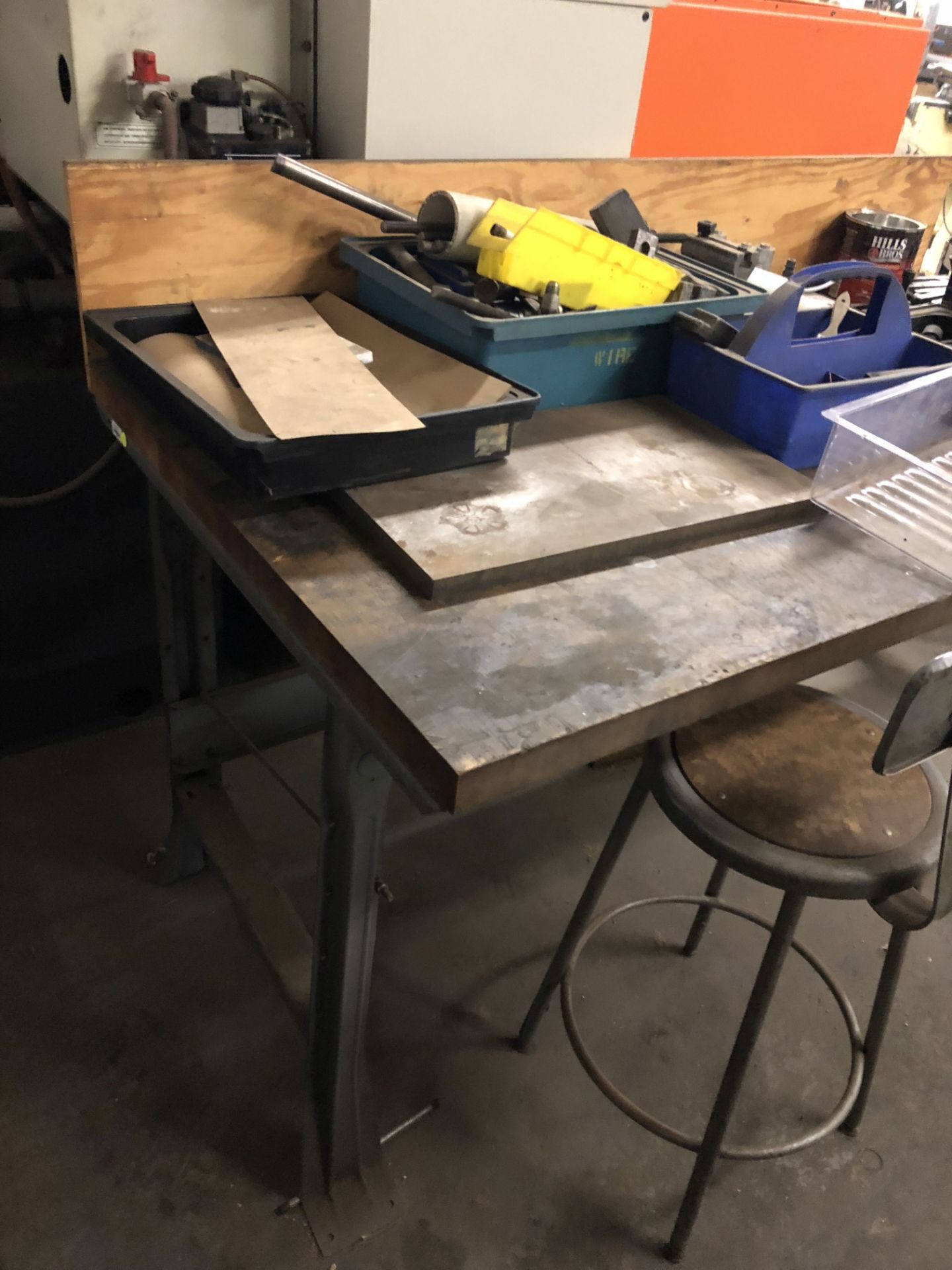 METAL WORK BENCH WITH WOOD TOP, 6' LONG x 3' WIDE x 34'' TALL [CONTENTS ON BENCH NOT INCLUDED] [ - Image 2 of 2