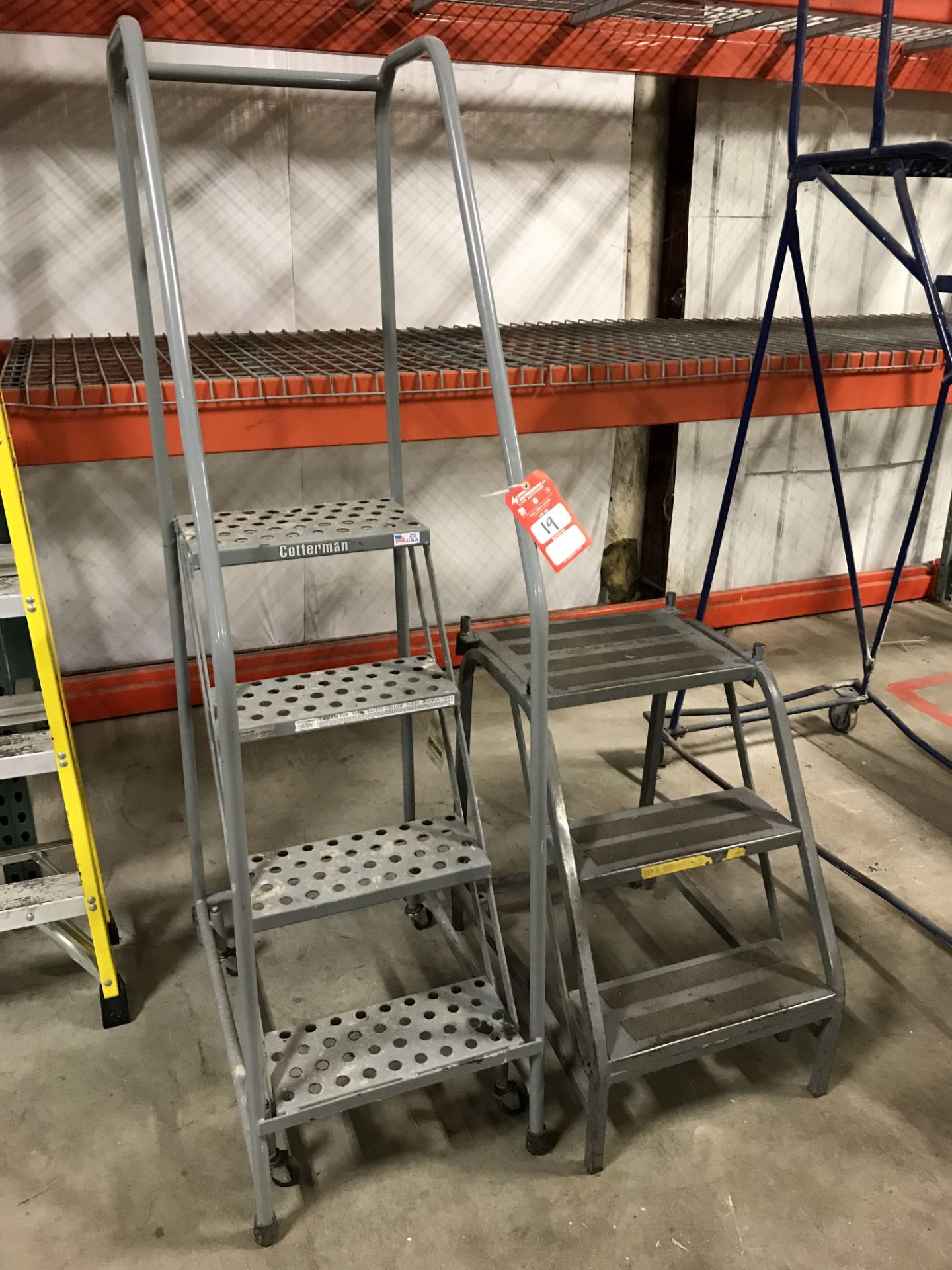 COTTERMAN 4' ROLLING LADDER AND 3' STEP STOOL [LOCATION: BUILDING 1]