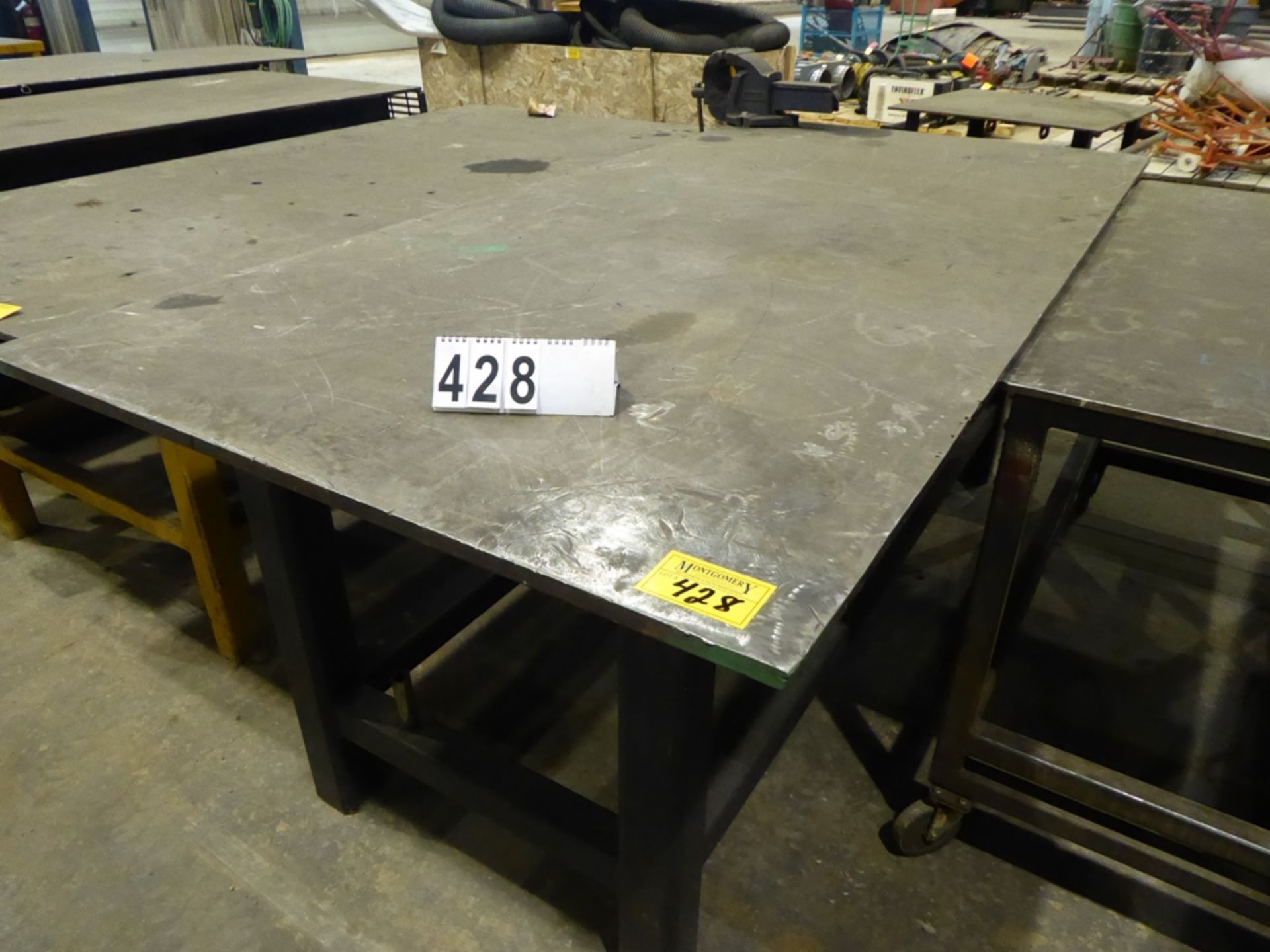 4'X8' STEEL WORK TABLE W/ RECORD VISE