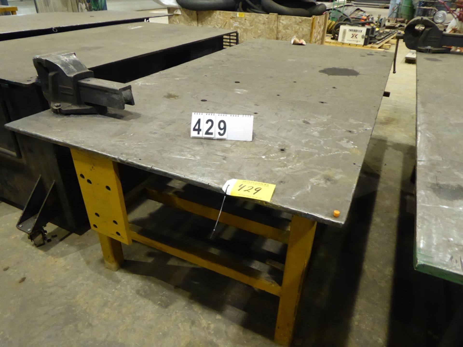 4'X8' STEEL WORK TABLE W/ RECORD VISE