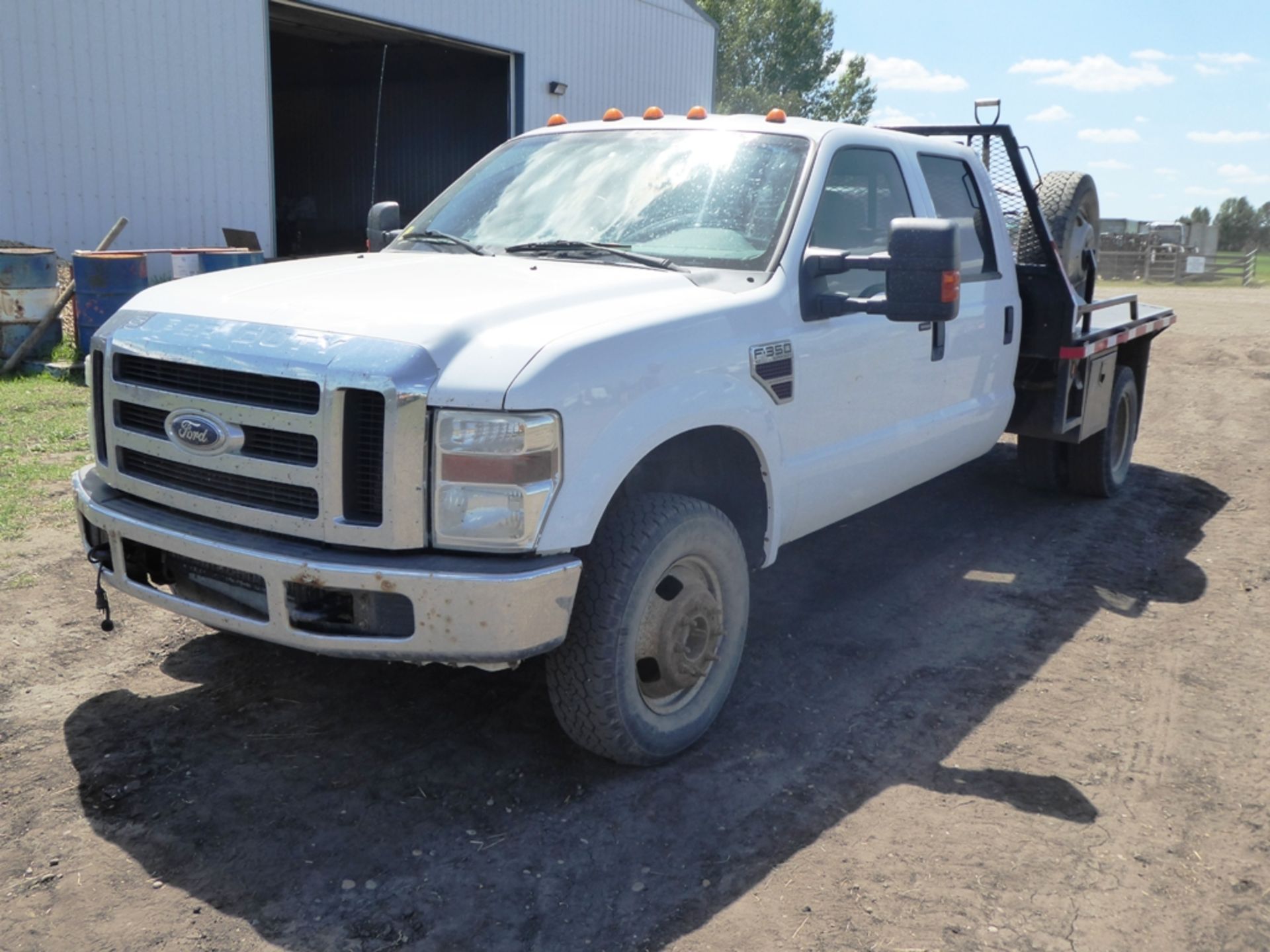 2008 FORD F350 SD LARIAT TRUCK CREW CAB 4X4 DUALLY DIESEL W/STEEL DECK & 5TH HITCH S/N