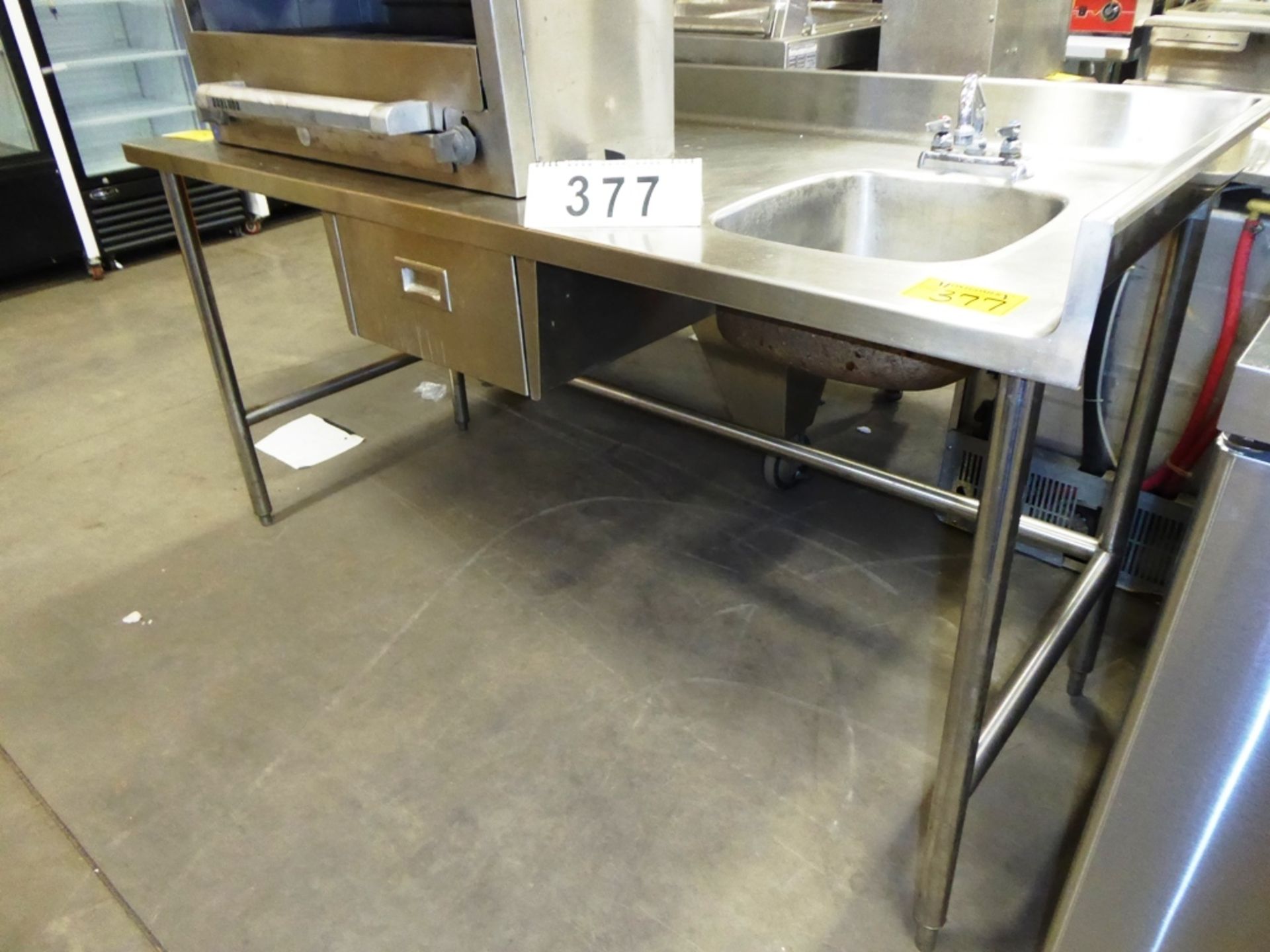 SS 30"X72" TABLW W/ HAND SINK, DRAWER & BACKSPLASH