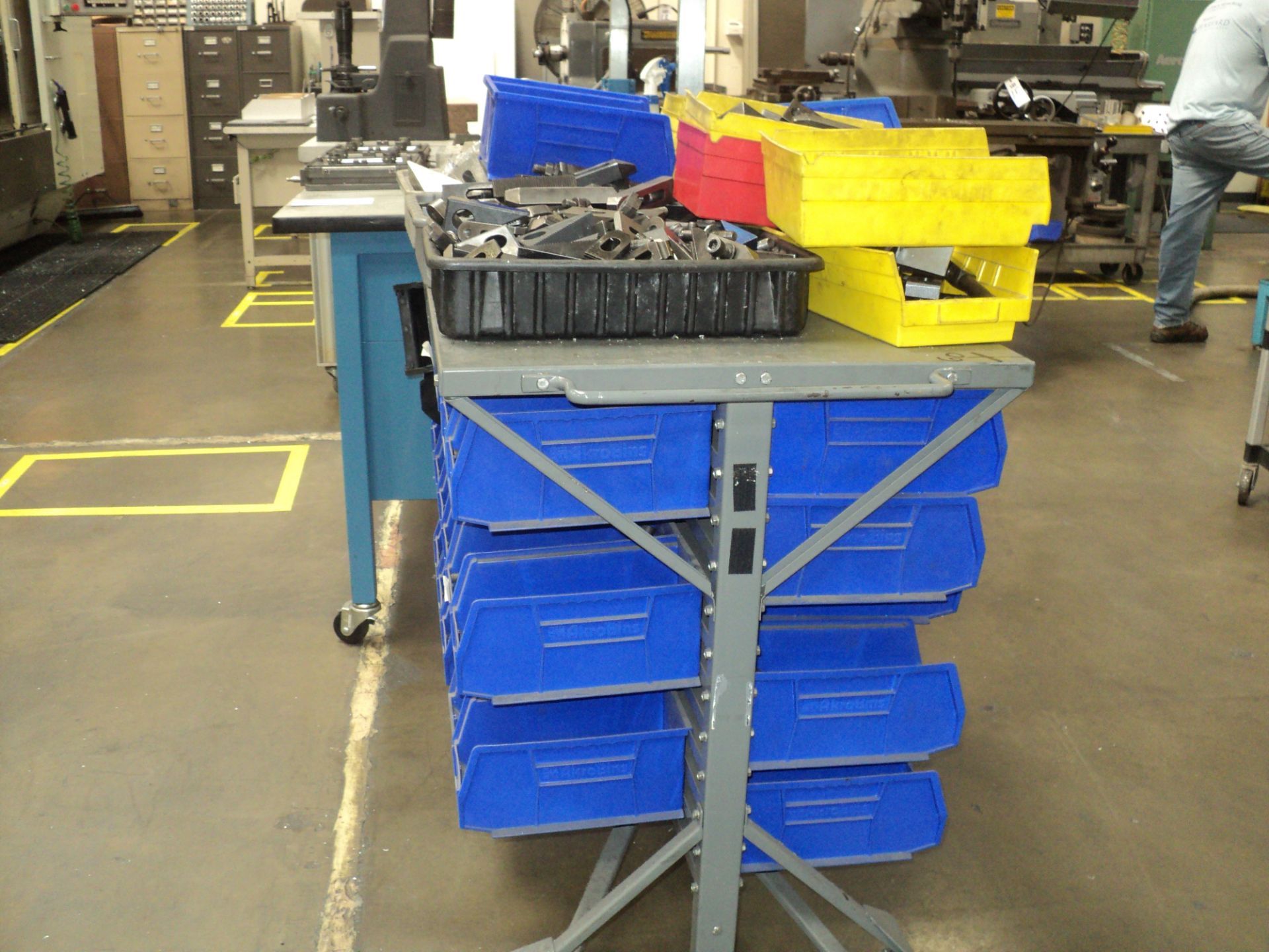 CART W/ PLASTIC BIN FULL W/ ASSORTED HEXAGONAL BOLT/NUT HOLD DOWNCLAMP - Image 2 of 3