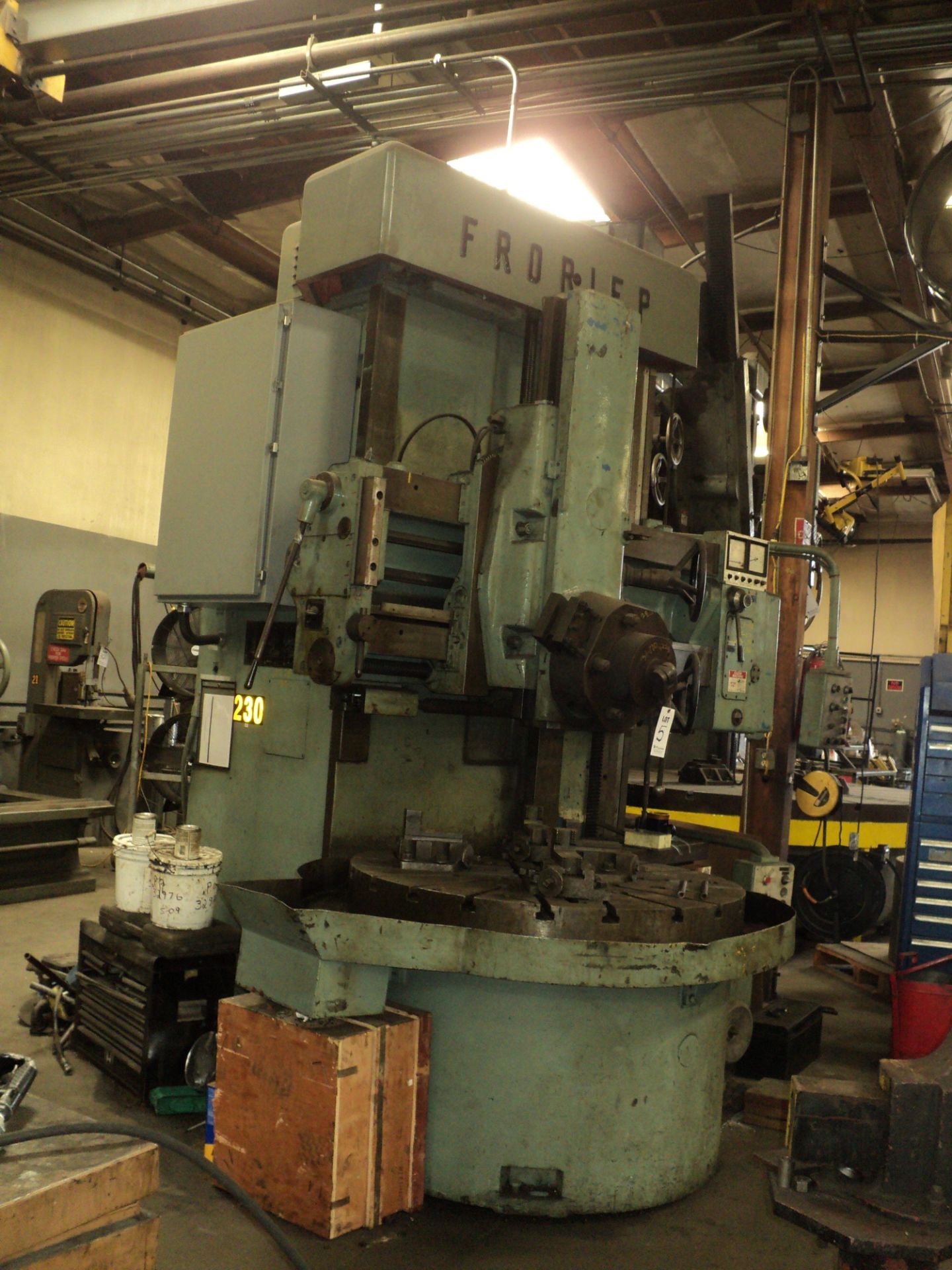 FRORIEP VERTICAL TURRET LATHE, 48" SWING, 4 JAW CHUCK, 5 STATION TURRET, 48" CROSS RAIL, 50 HP, - Image 2 of 5