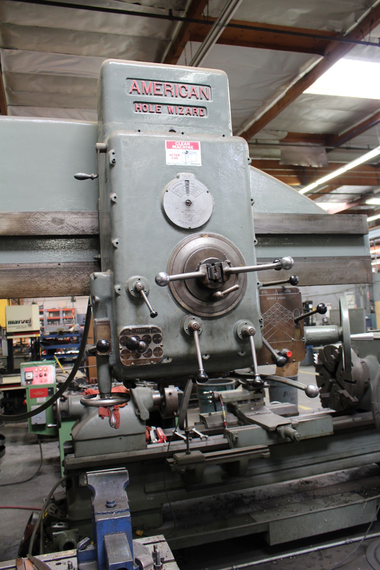 AMERICAN HOLE WIZARD RADIAL ARM DRILL, 13" COLUMN x 60" ARM, 20" x 30" x 10" BOX TABLE, 15 - 1200 - Image 3 of 5