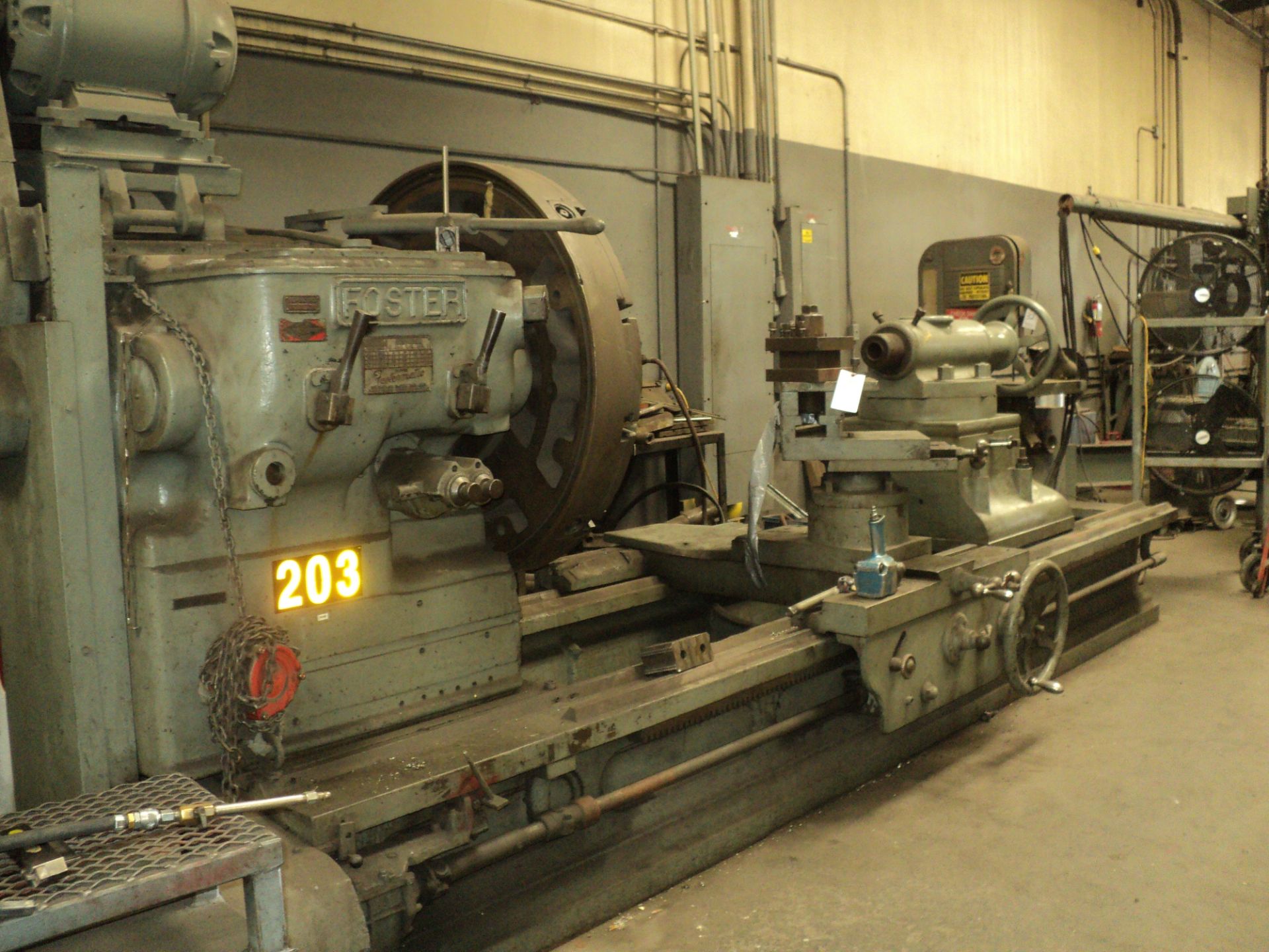 FOSTER ENGINE LATHE, 66" x 84" CCS, 42" 4 JAW CHUCK, CROSS SLIDE, TAILSTOCK, 9-484 RPM, S/N: 4FU199