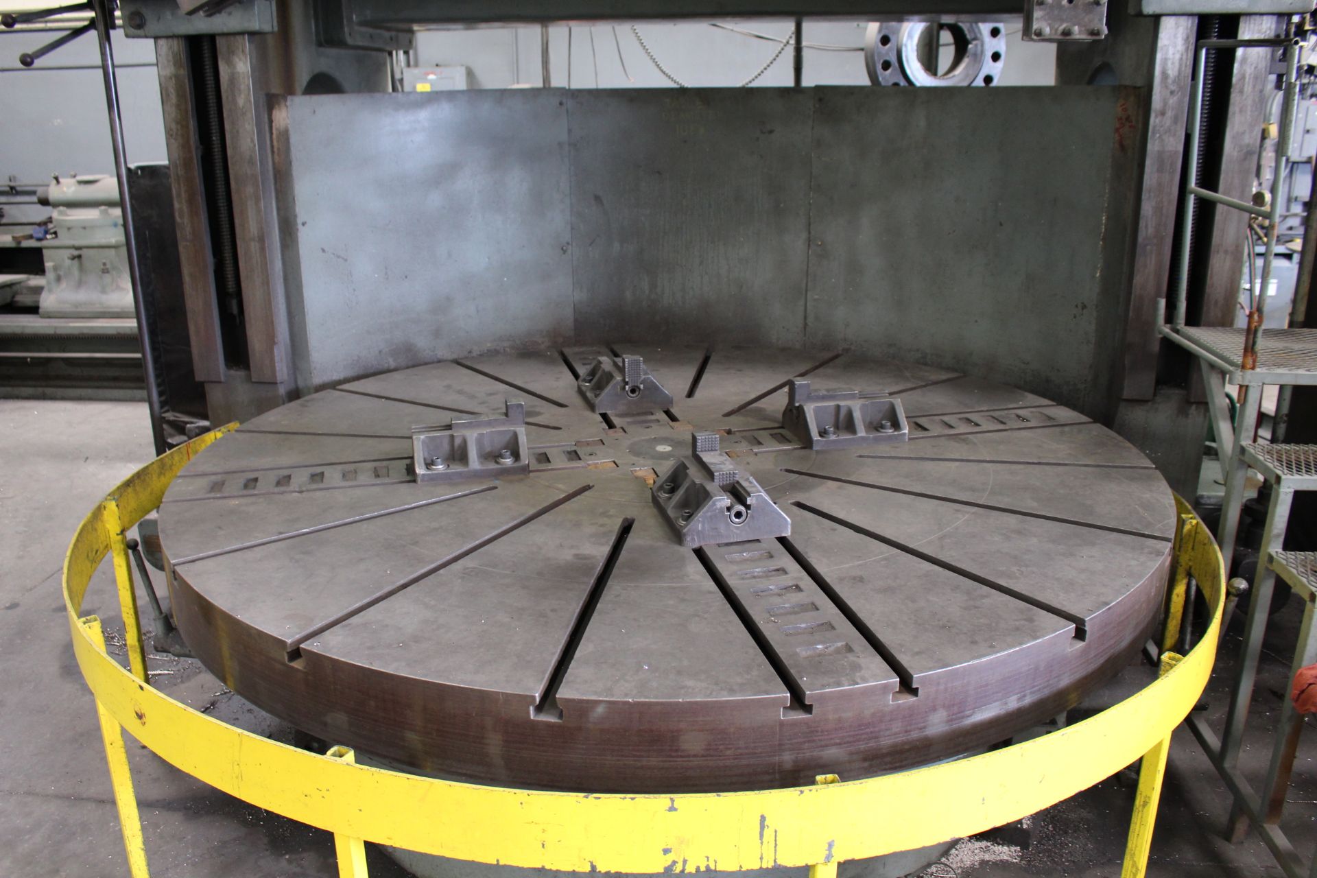 HENRY BROADBENT VERTICAL TURRET LATHE, 108" JAW CHUCK, (2) FIVE STATION TURRET, 70" UNDER RAIL, - Image 2 of 10