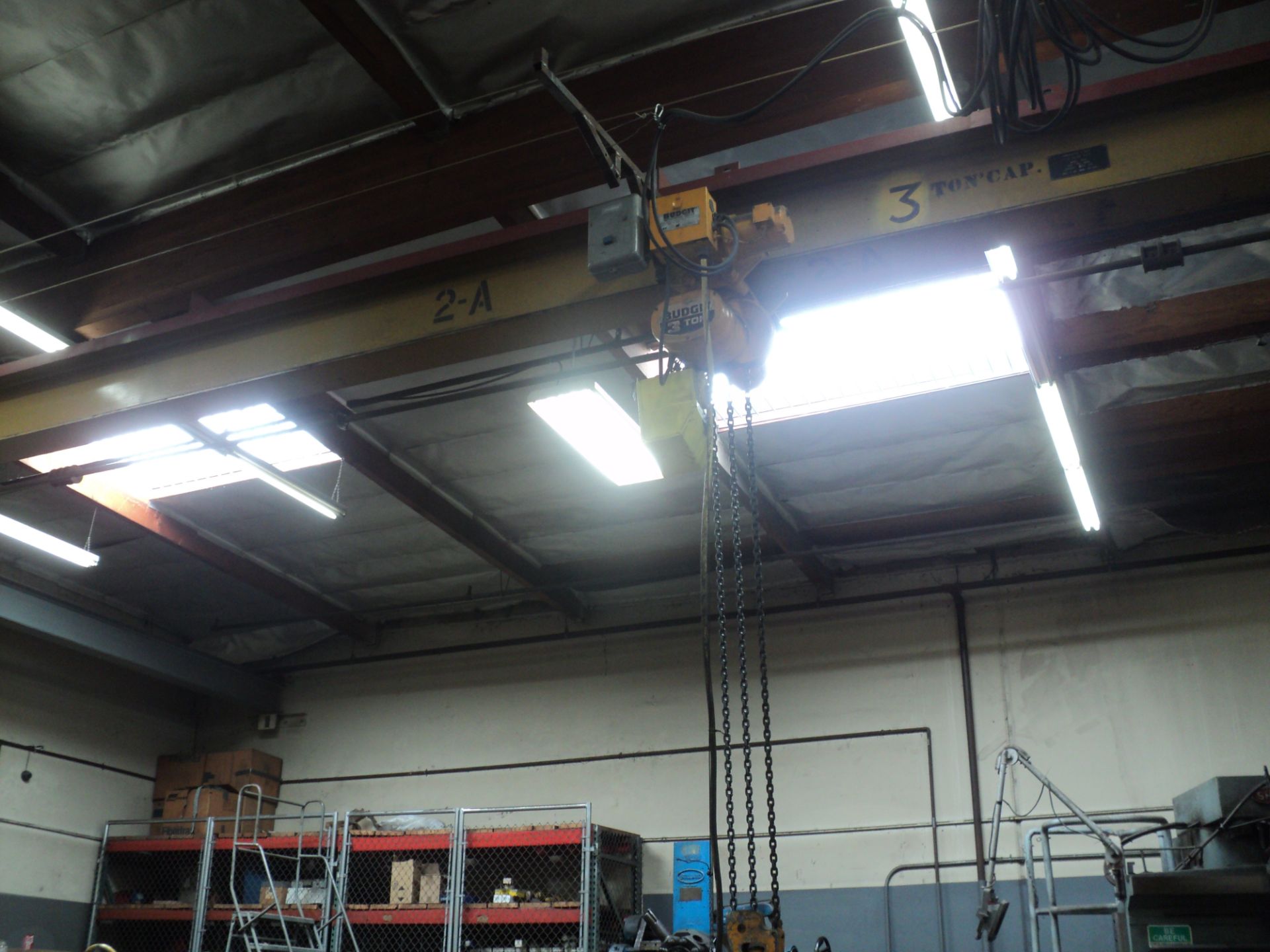 ARROW BRIDGE CRANE HOIST, 3 TON CAP, 54' SPAN UNDER HUNG, WITH PENDANT CONTROL, MODEL J WITH RAIL, - Image 2 of 3