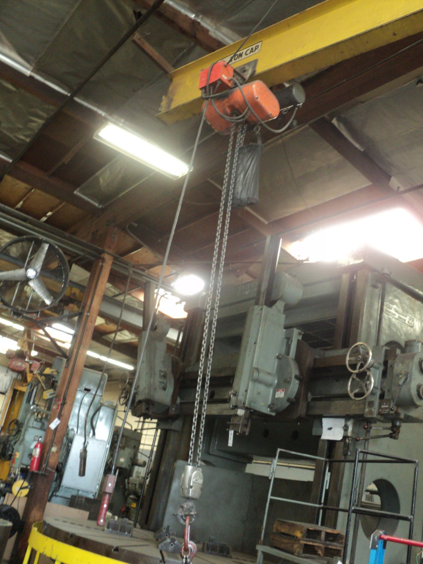 JIB CRANE, 2 TON CAP, 16" x 15' HIGH COLUMN X 18' MAST, WITH PENDANT CONTROL, C-M CRANE HOIST, - Image 2 of 2