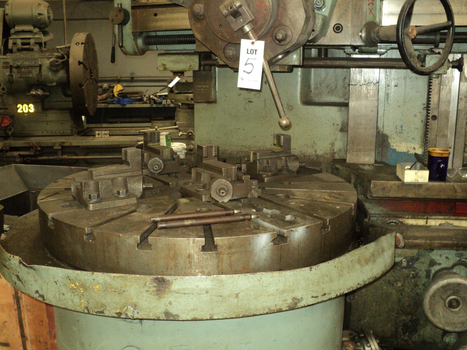 FRORIEP VERTICAL TURRET LATHE, 48" SWING, 4 JAW CHUCK, 5 STATION TURRET, 48" CROSS RAIL, 50 HP, - Image 3 of 5