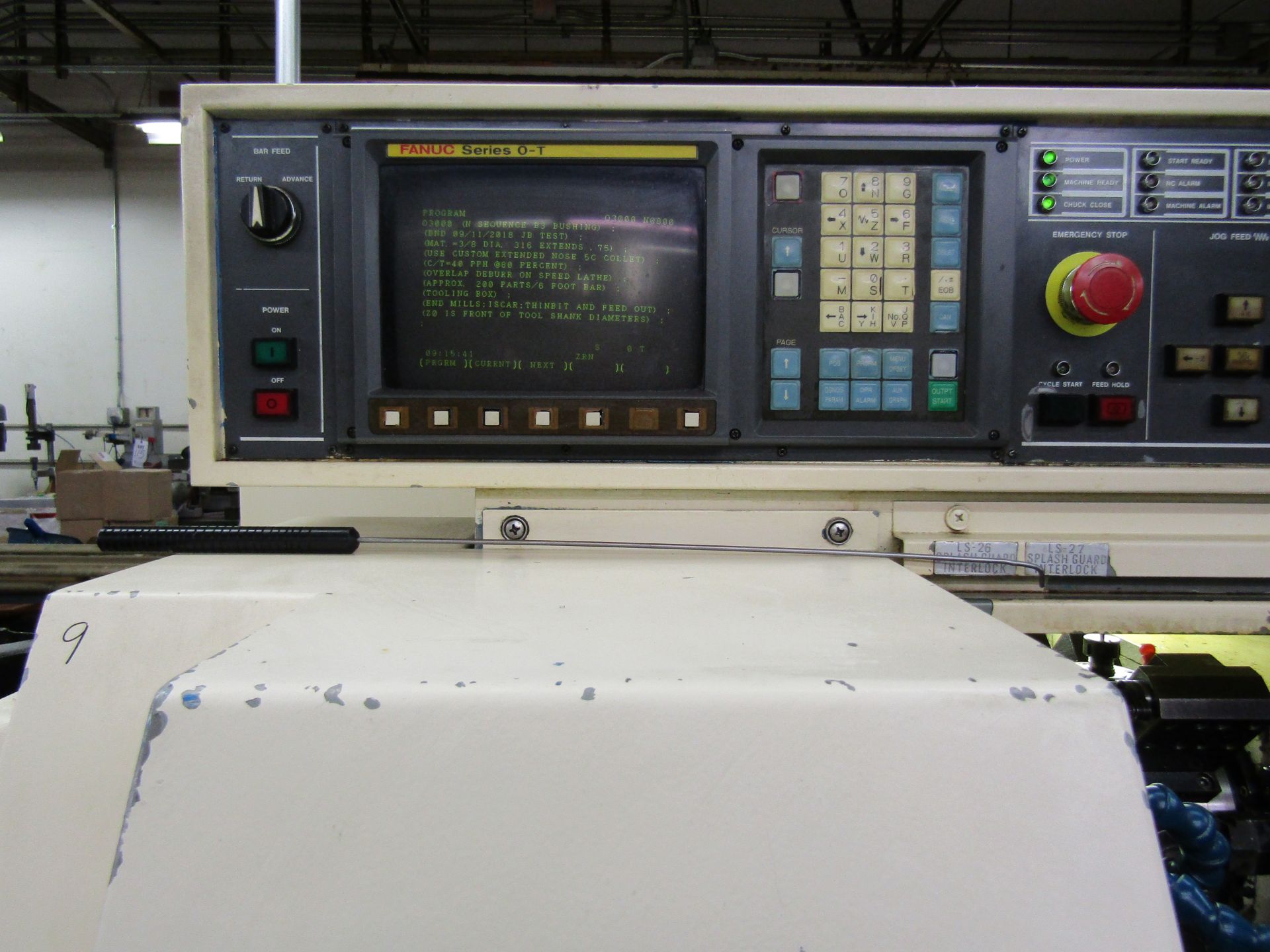 MIYANO BNC-34S CNC TURNING CENTER, SUB SPINDLE 4" CHUCK, 10 TOOL ATC, WITH TOOLING, FANUC SERIES - Image 6 of 9