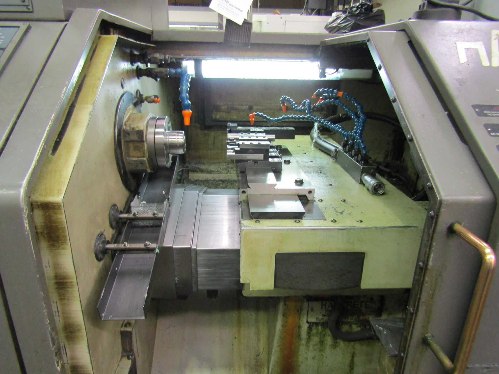 HARDINGE SUPER PRECISION CNC GANG LATHE CONQUEST CT, GE FANUC SERIES 18-T CONTROL, (5) HARDINGE TOOL - Image 4 of 9