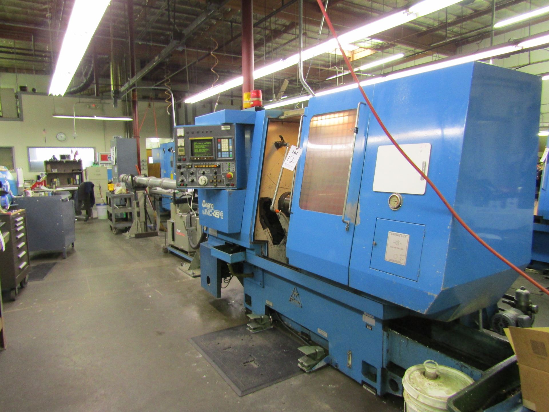 MIYANO JNC45-S CNC TURNING CENTER. 4000 RPM, HP 36, SUB 8" SPINDLE CHUCK, FANUC-OT CONTROL PANEL, 10