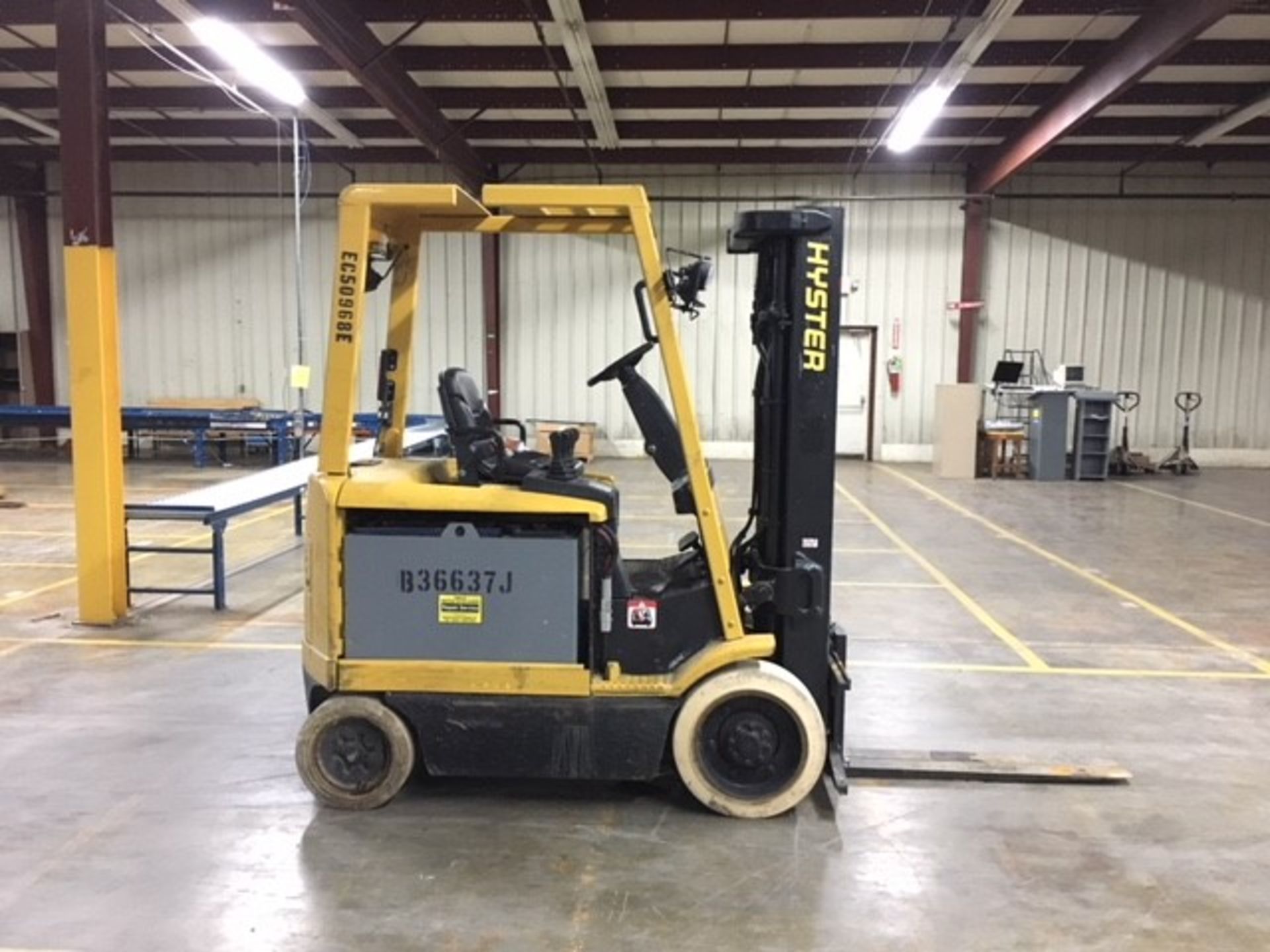 2007 HYSTER 5,000-LB. CAPACITY ELECTRIC FORKLIFT, MODEL: E50Z, S/N: G108N06968E, 48V, 5,504 HOURS