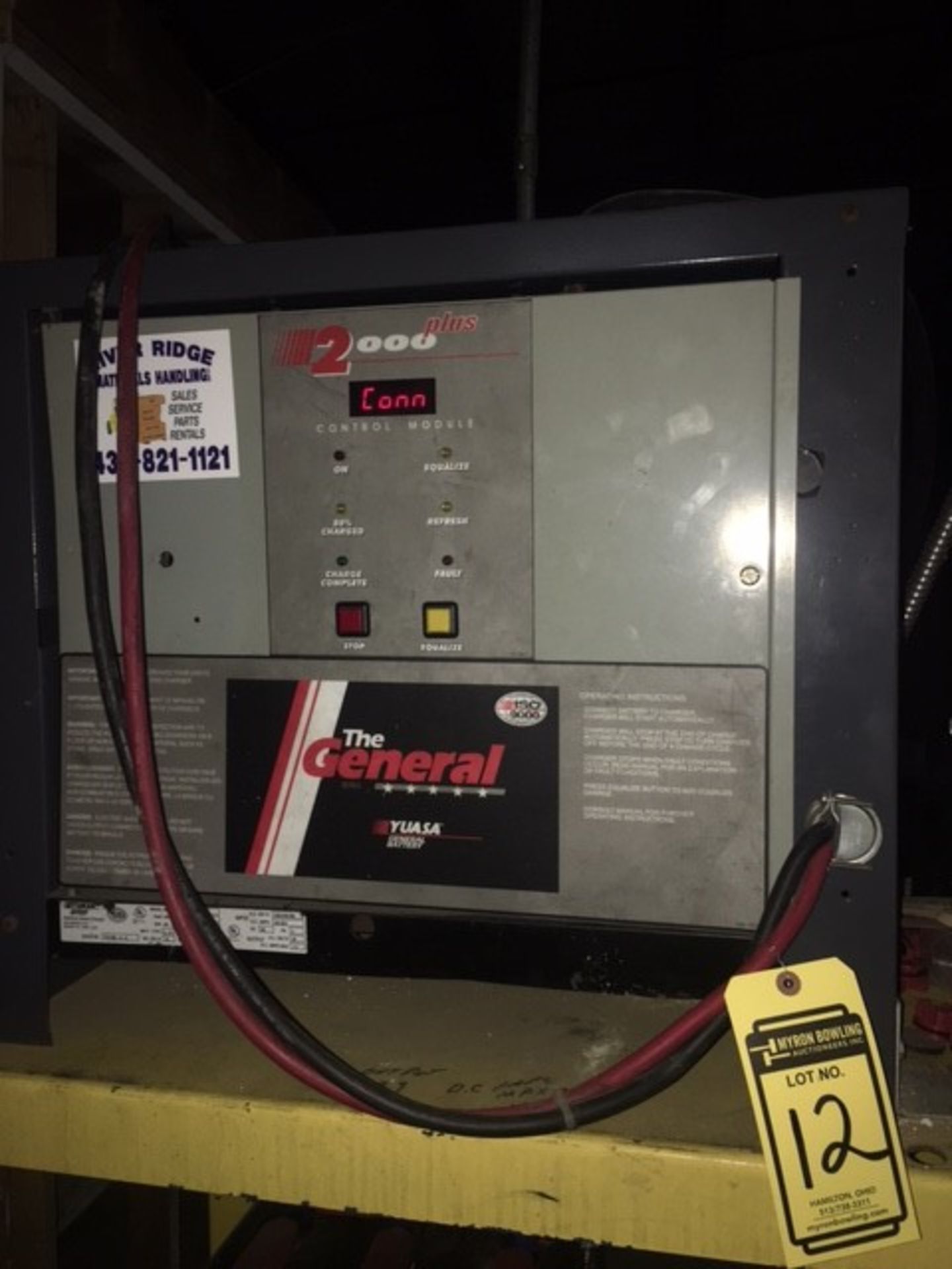 THE GENERAL 2000 PLUS BATTERY CHARGER; MODEL TGN-18-775, S/N VG46198, 18 NO. CELLS, 3-PHASE, 36-DC - Image 2 of 2