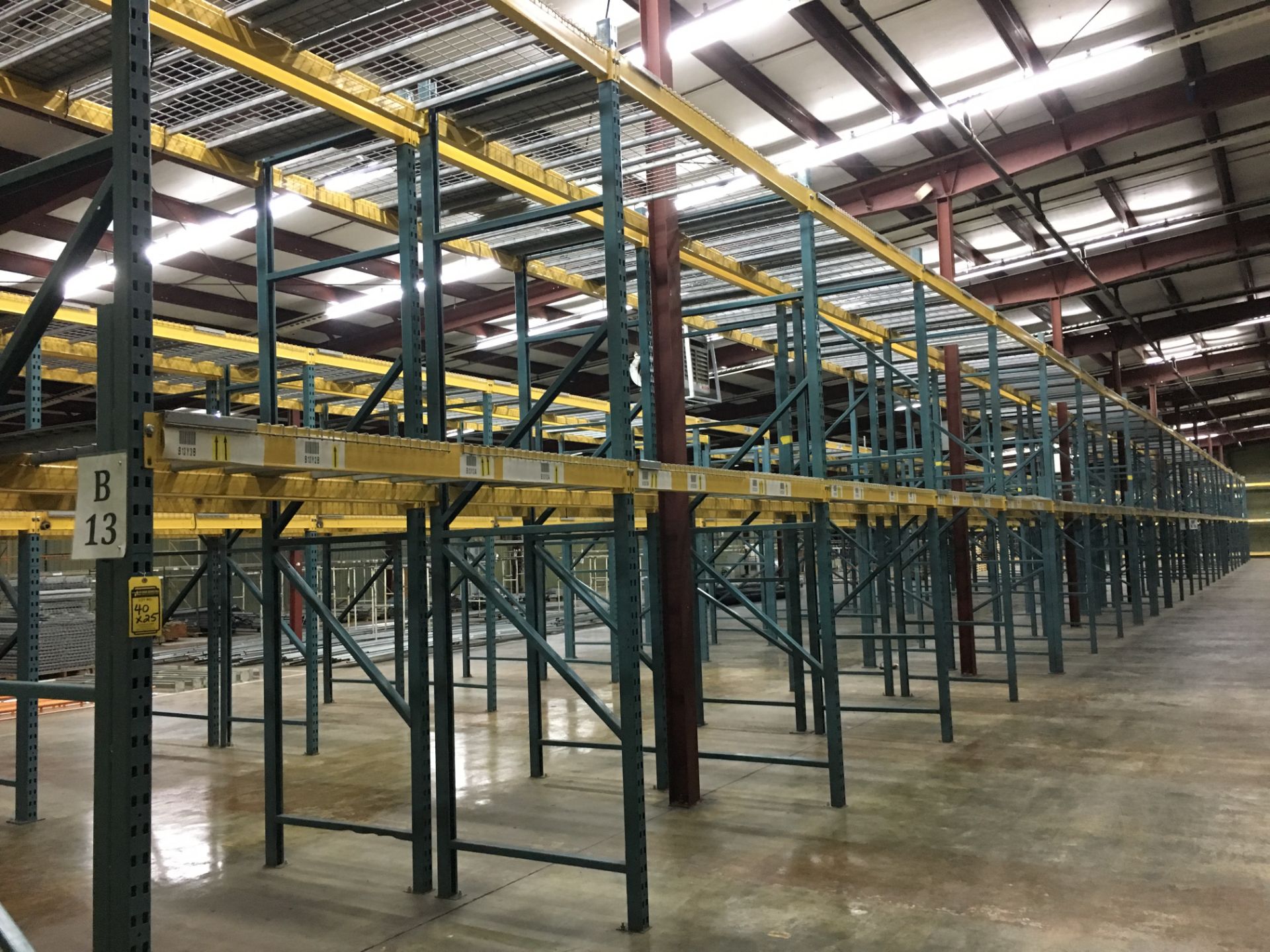 (25) SECTIONS OF UNARCO PALLET RACKING; CONSISTING OF (26) 168'' TALL X 48'' DEEP UPRIGHTS WITH 3"