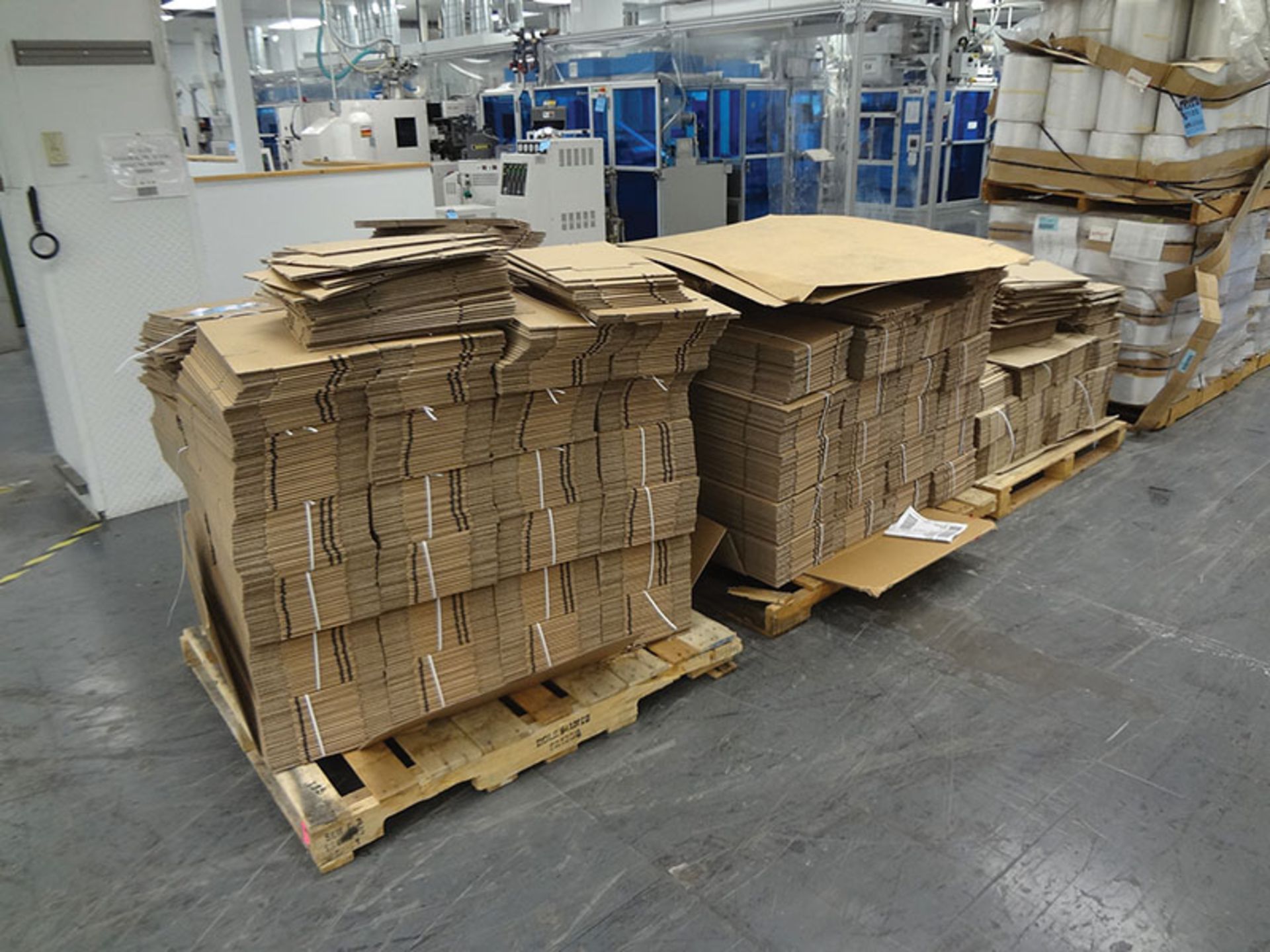 PALLETS OF CORRUGATED BOXES (X3)